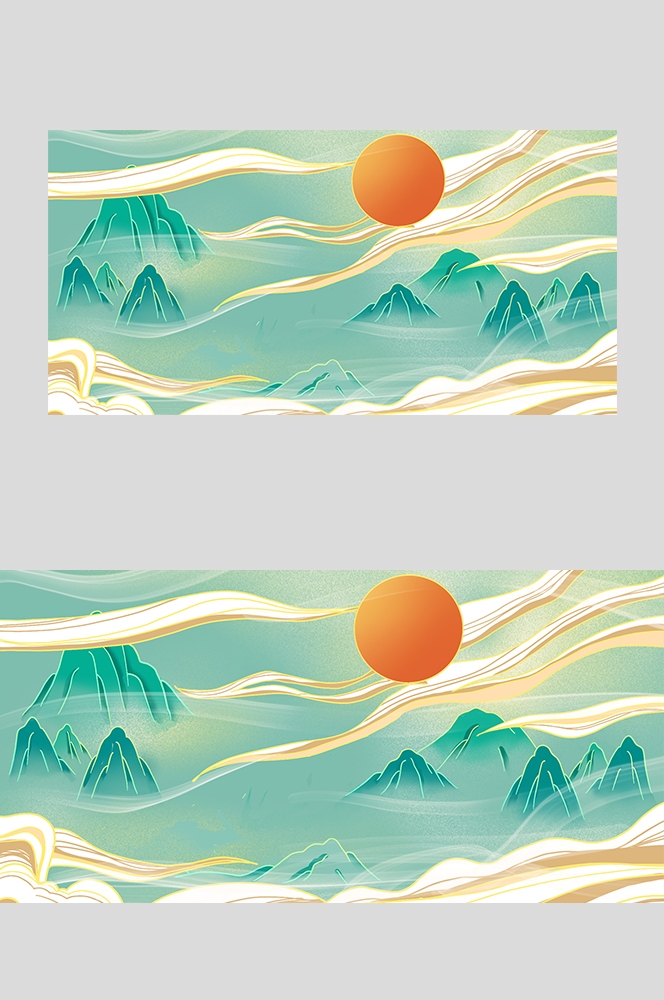 国潮风插画背景素材6