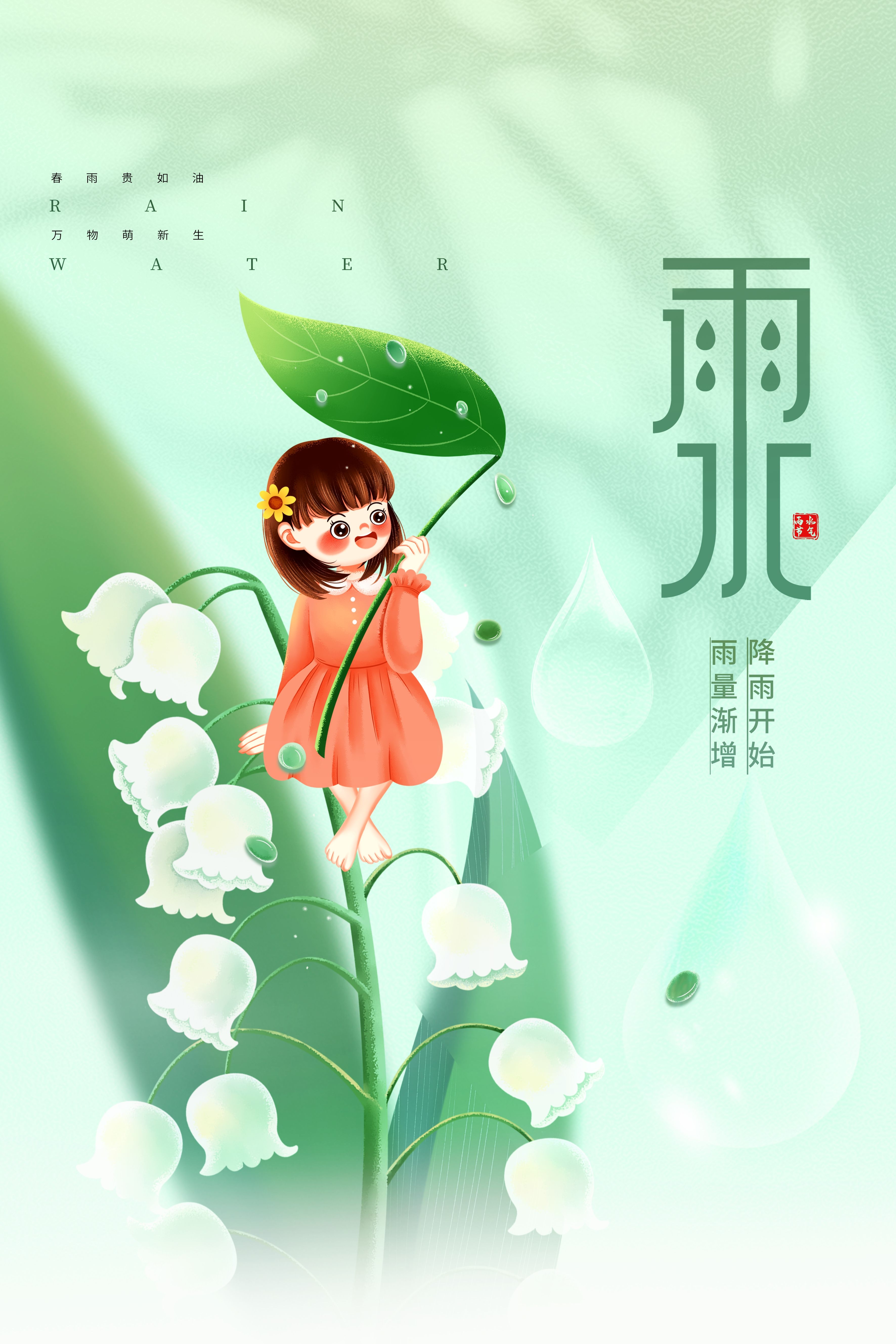 二十四节气雨水海报13