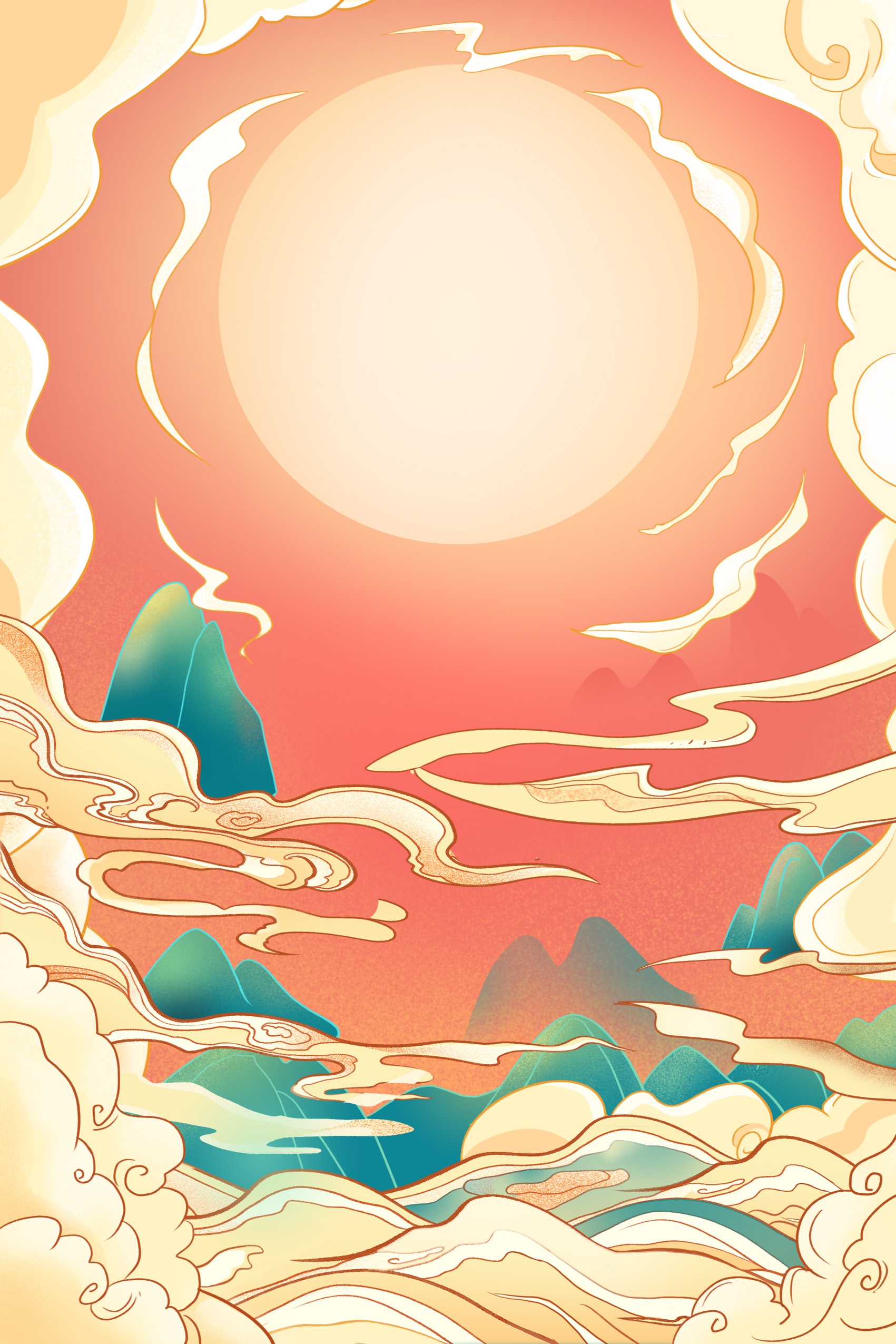国潮风插画背景素材1