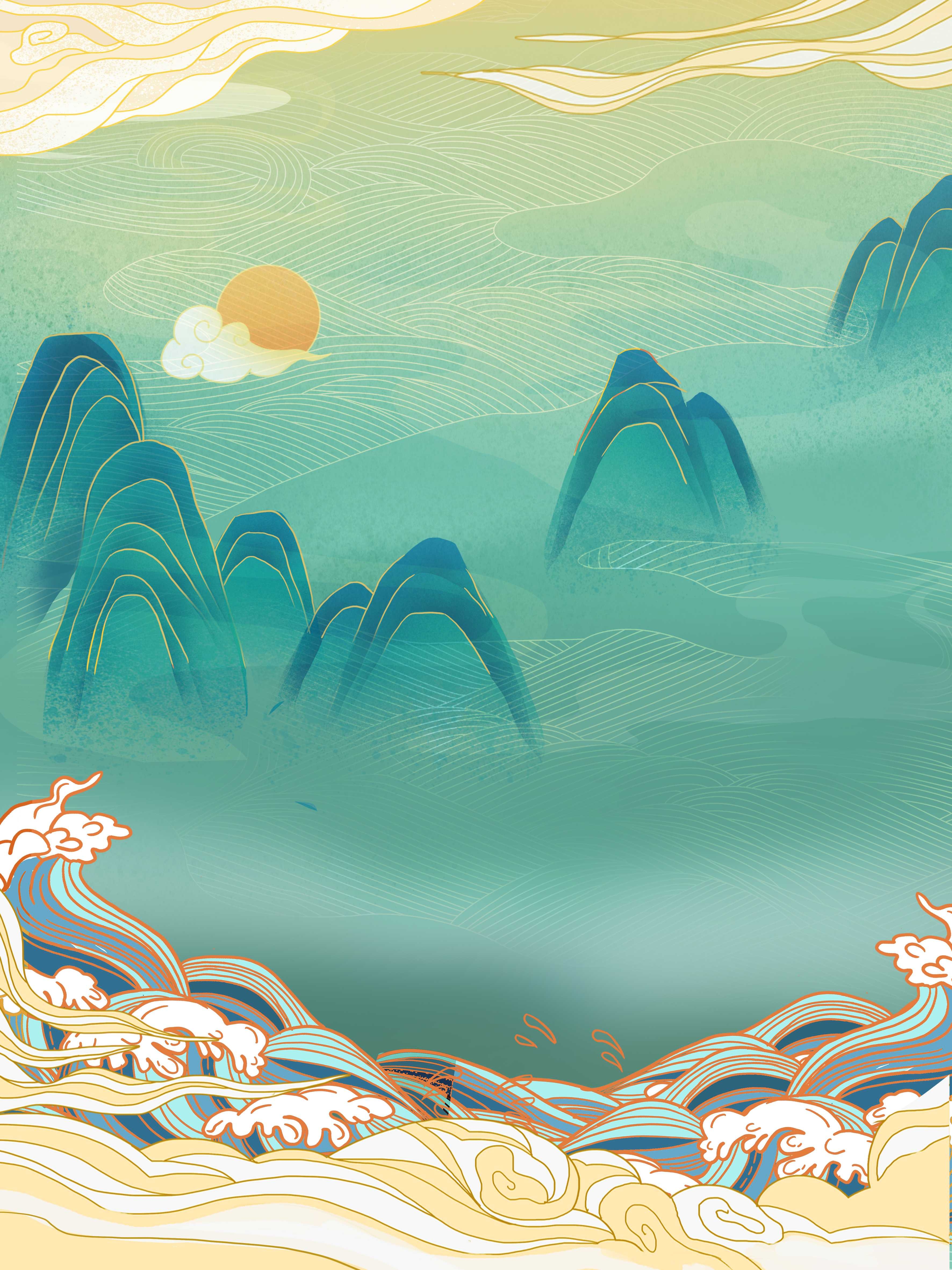 国潮风插画背景素材77