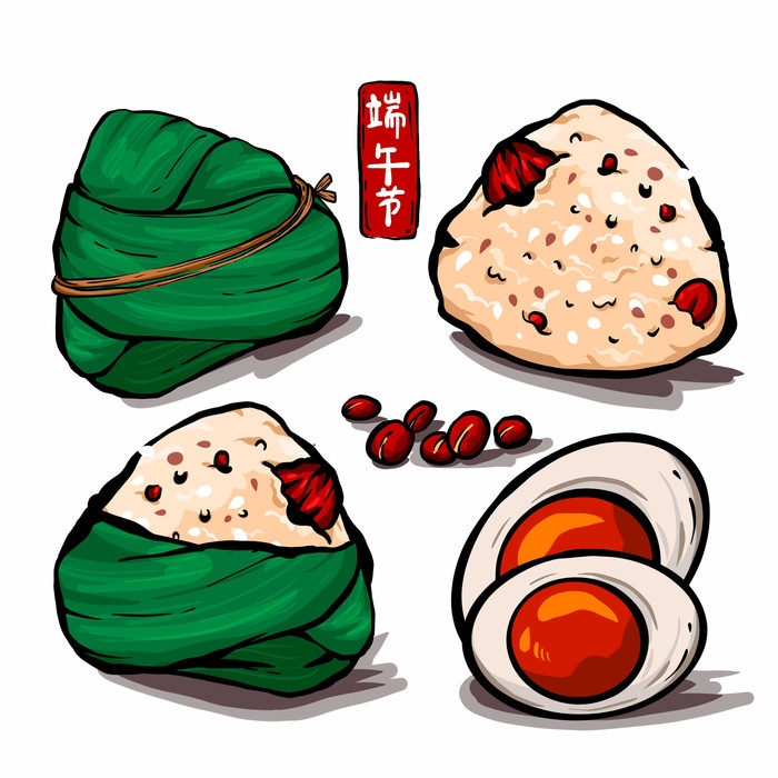 端午佳节卡通粽子龙舟快乐元素素材55