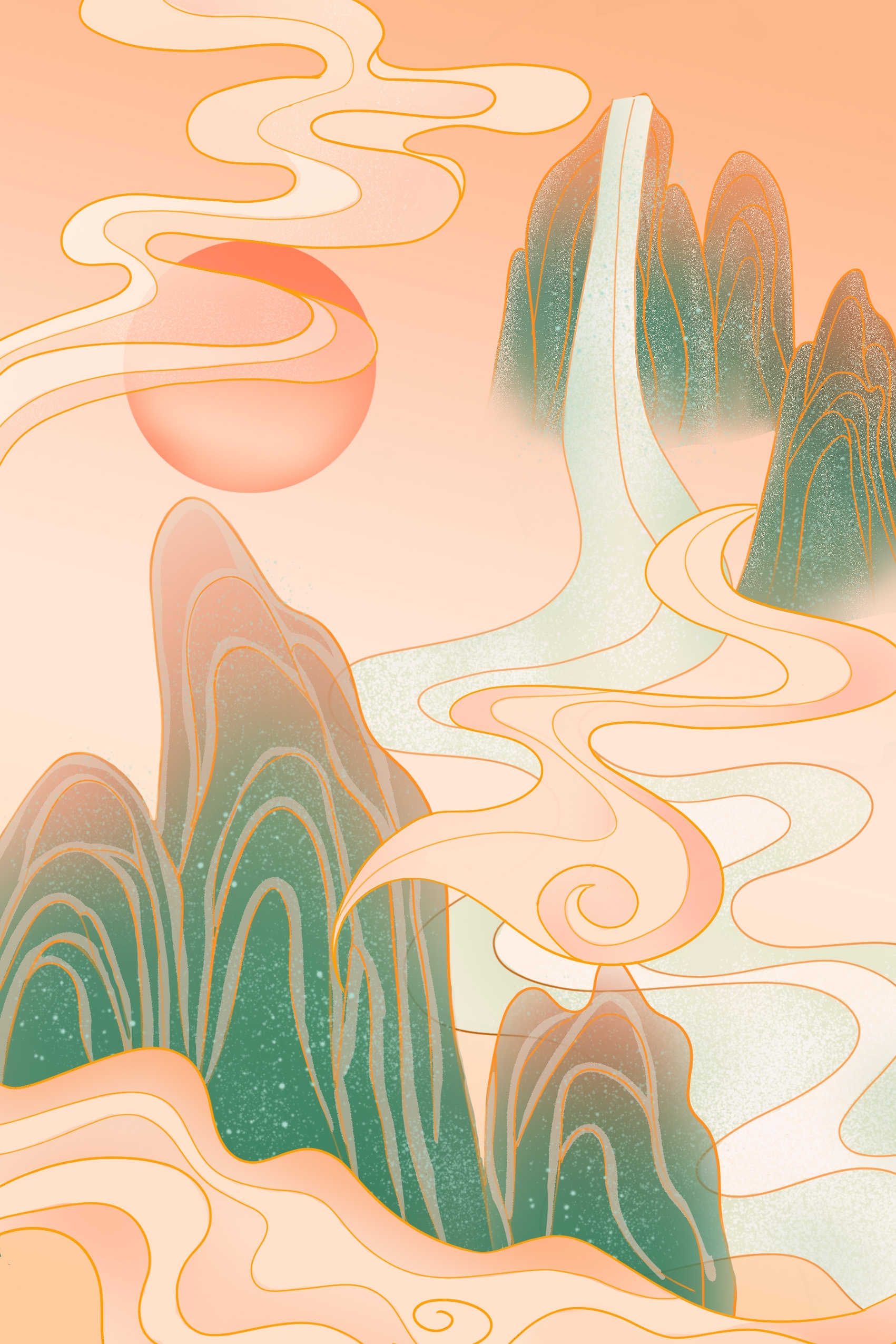 国潮风插画背景素材107