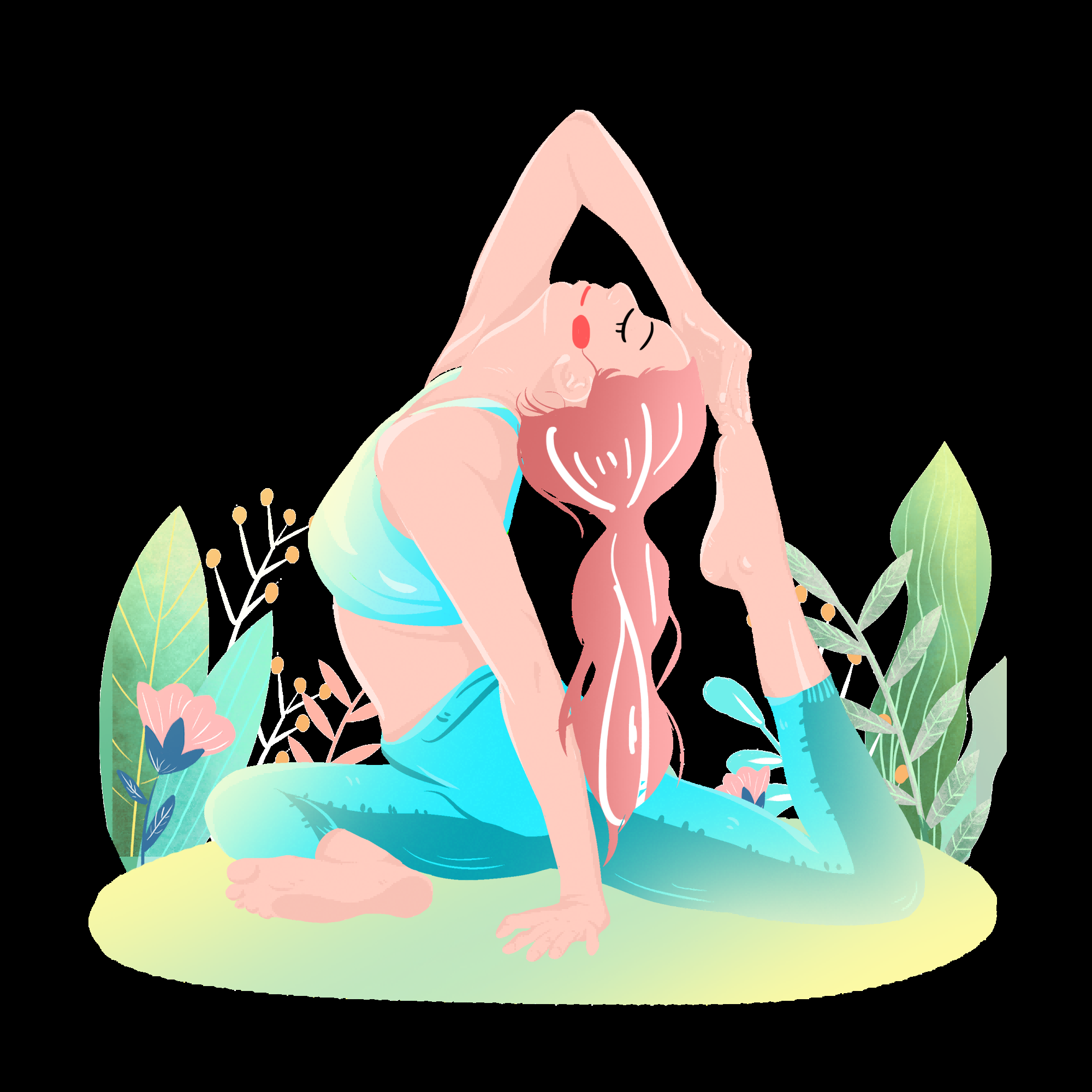 瑜伽动作图片插画免抠元素30