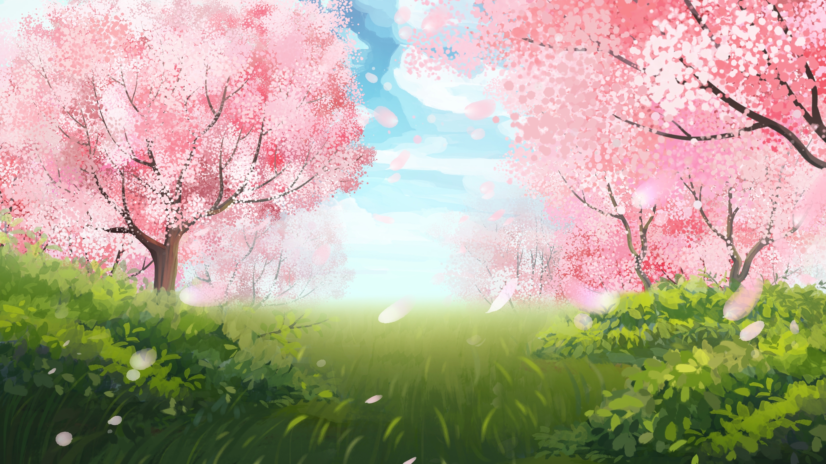 横版唯美樱花桃花插画素材20