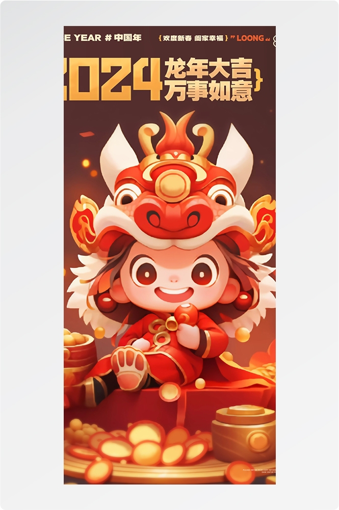 2024龙年大吉龙年行龙运龙年快乐红色龙年龙腾虎跃生意兴龙12