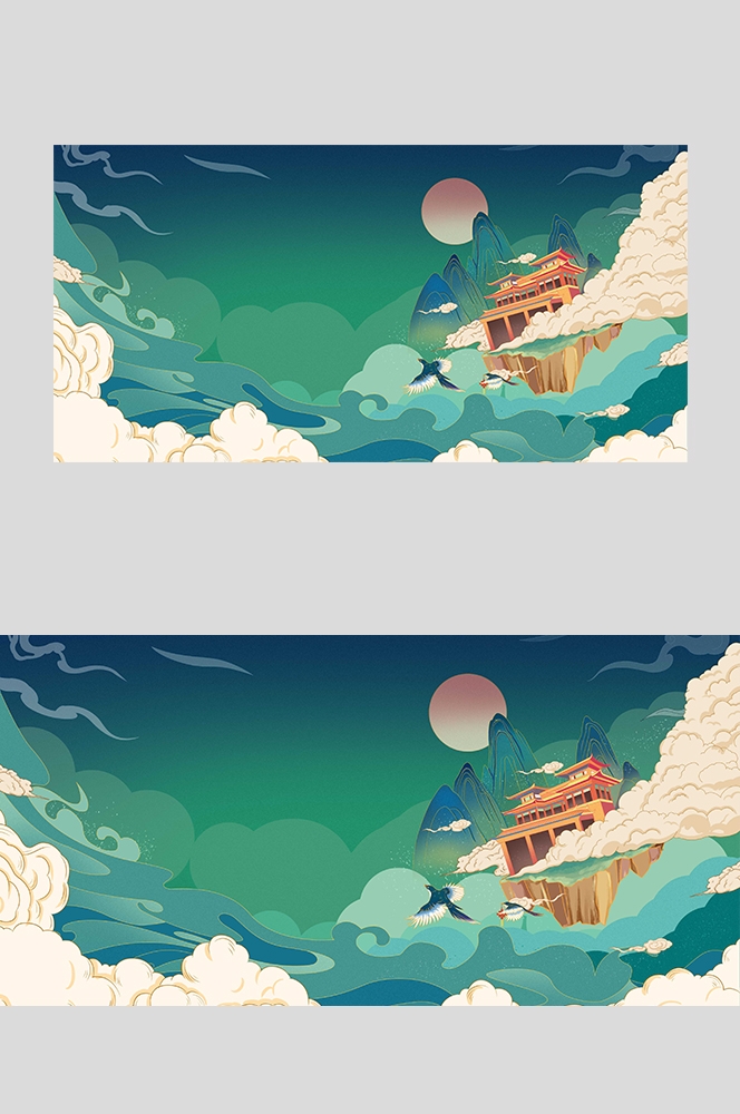国潮风插画背景素材30