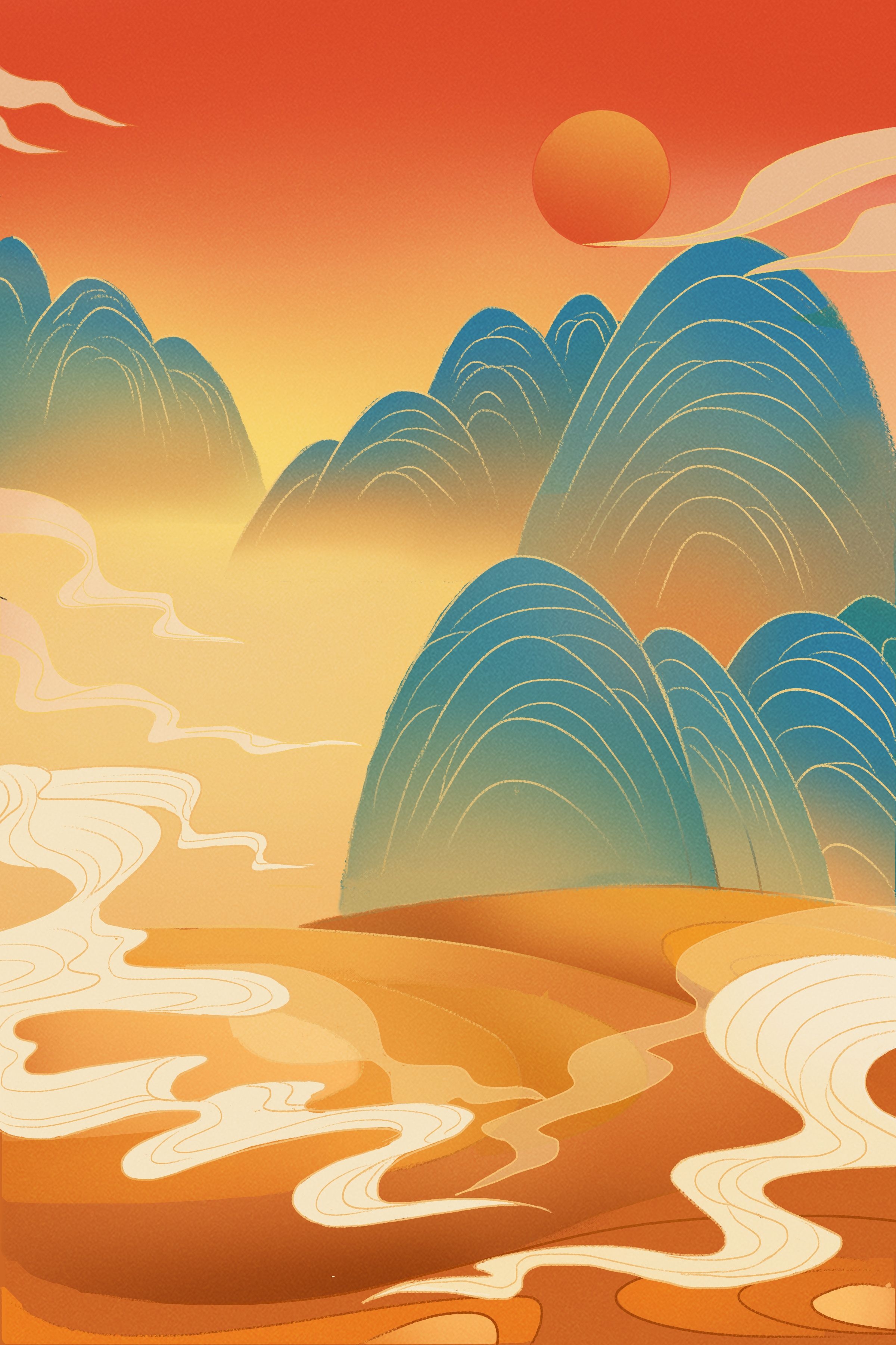 国潮风插画背景素材106