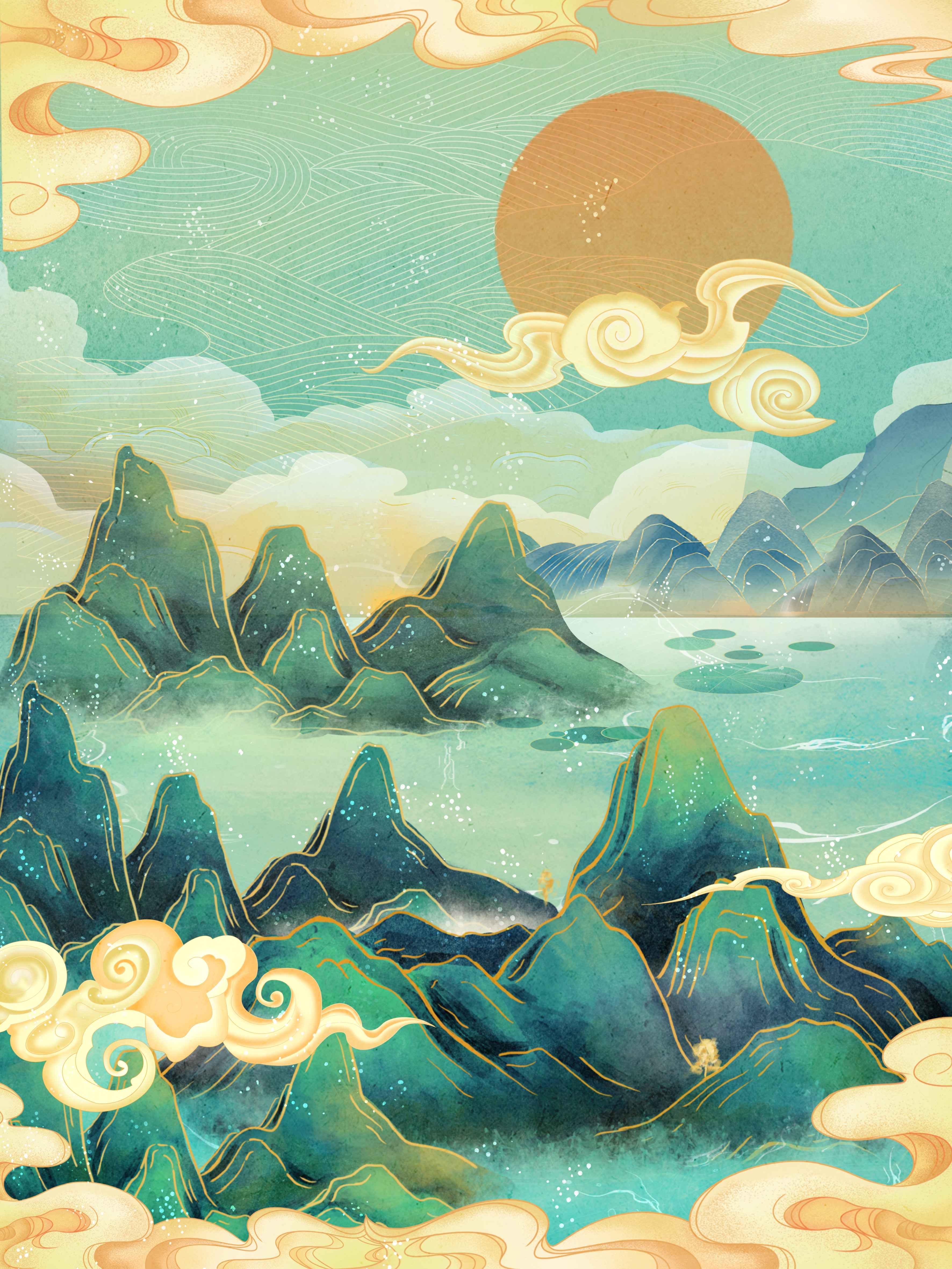 国潮风插画背景素材116