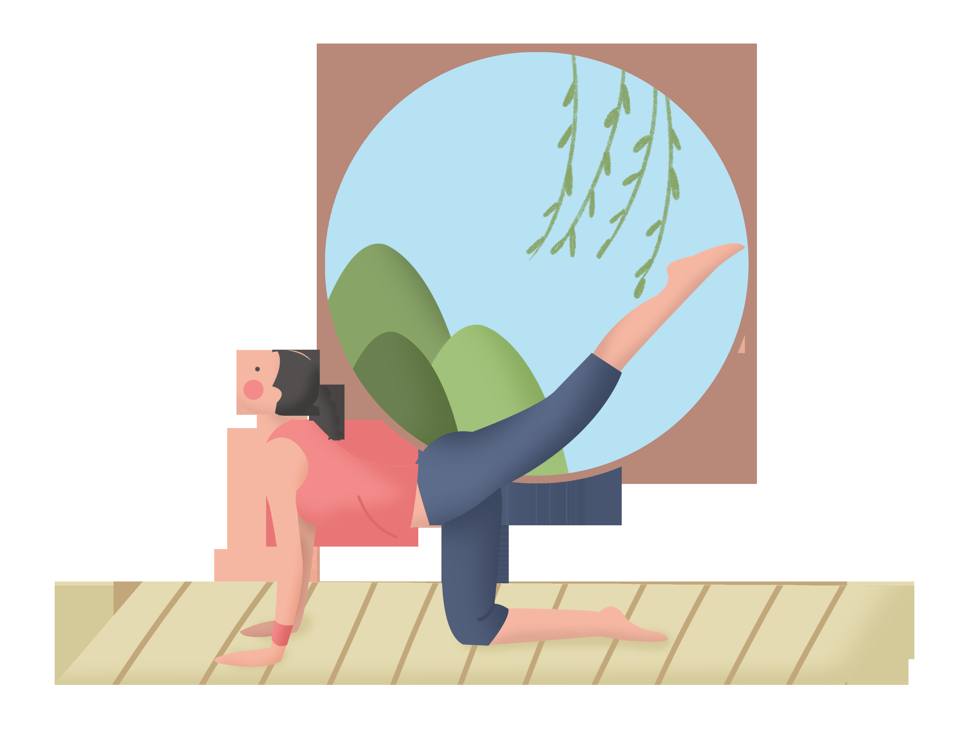 瑜伽动作图片插画免抠元素22