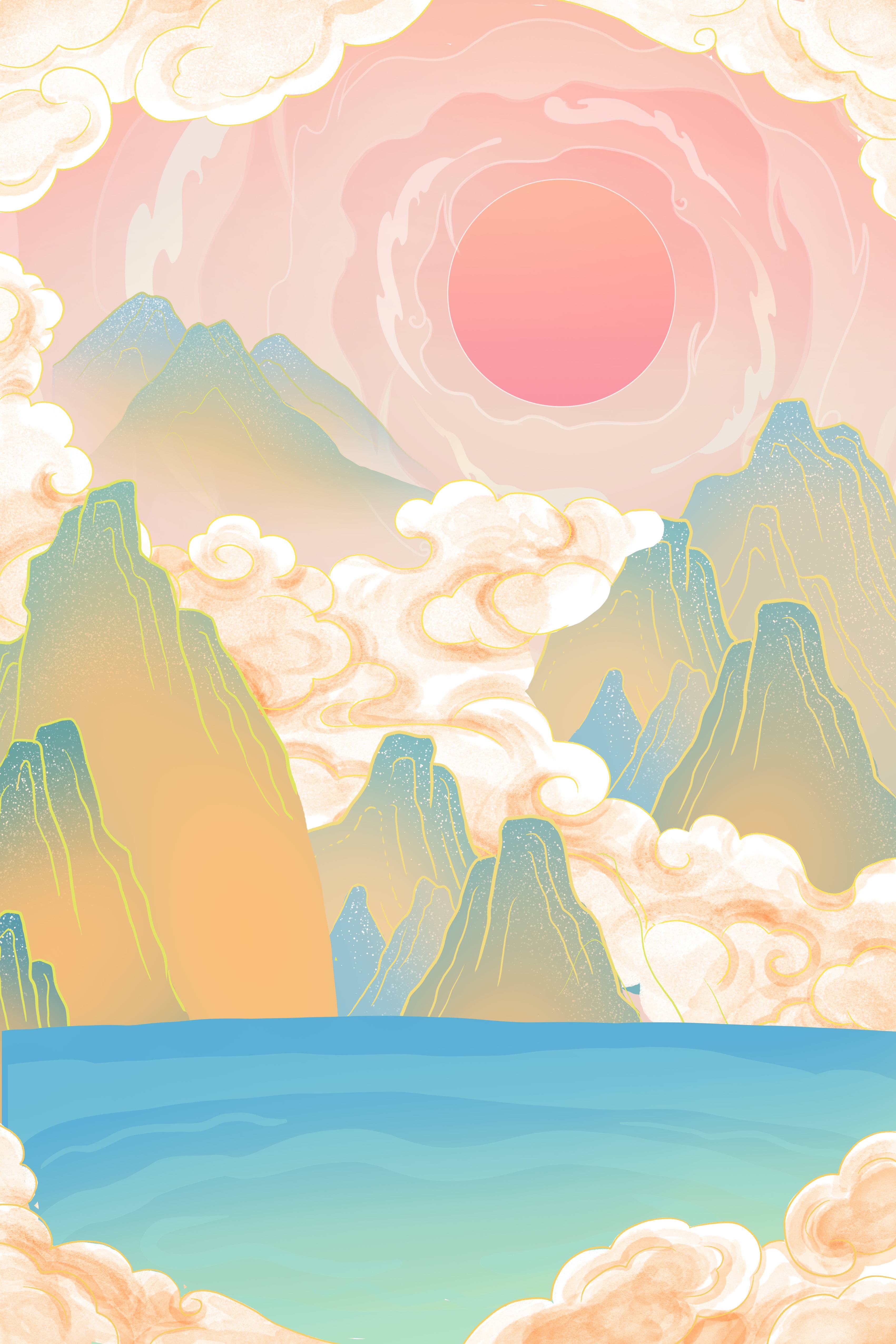 国潮风插画背景素材7