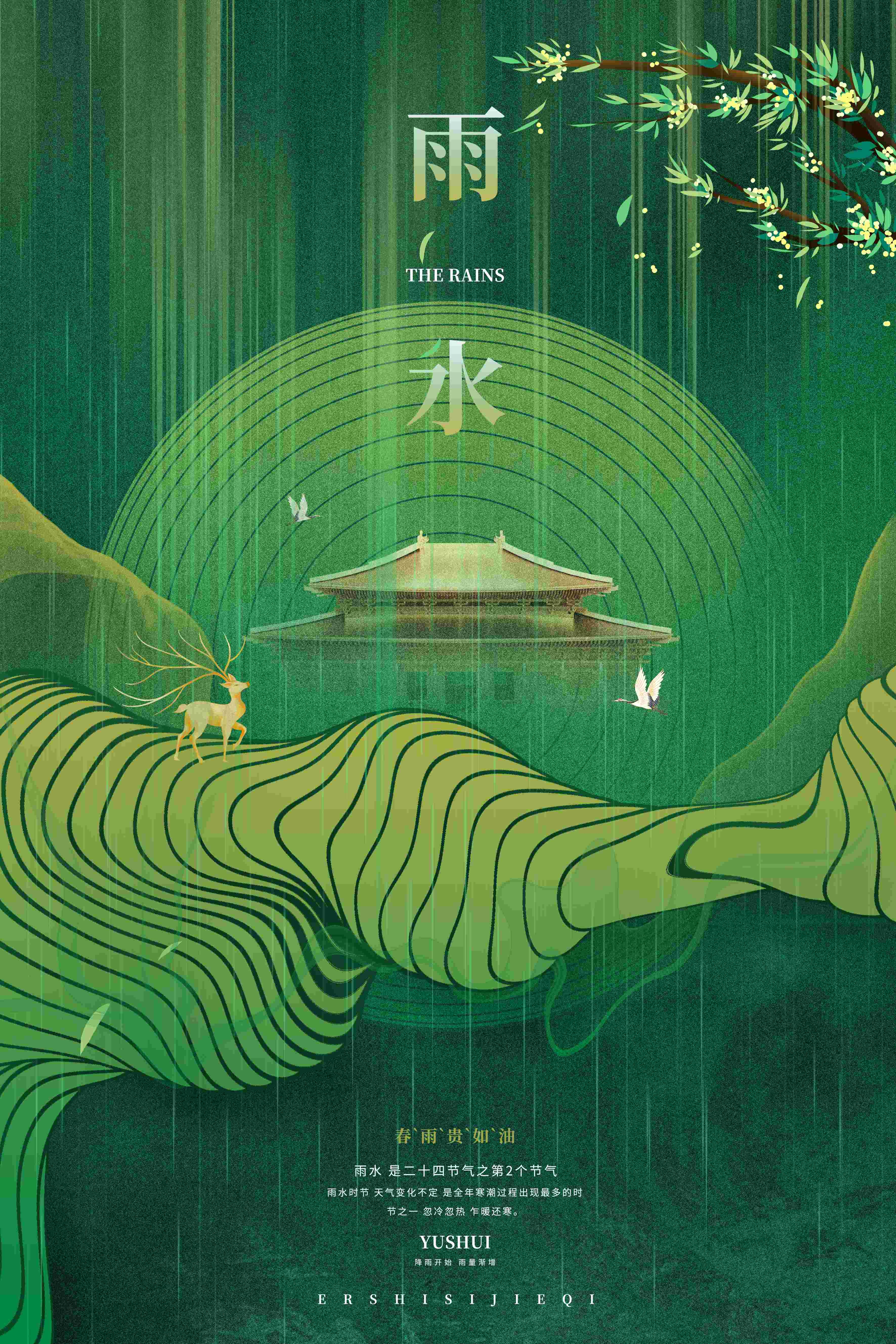 二十四节气雨水海报8