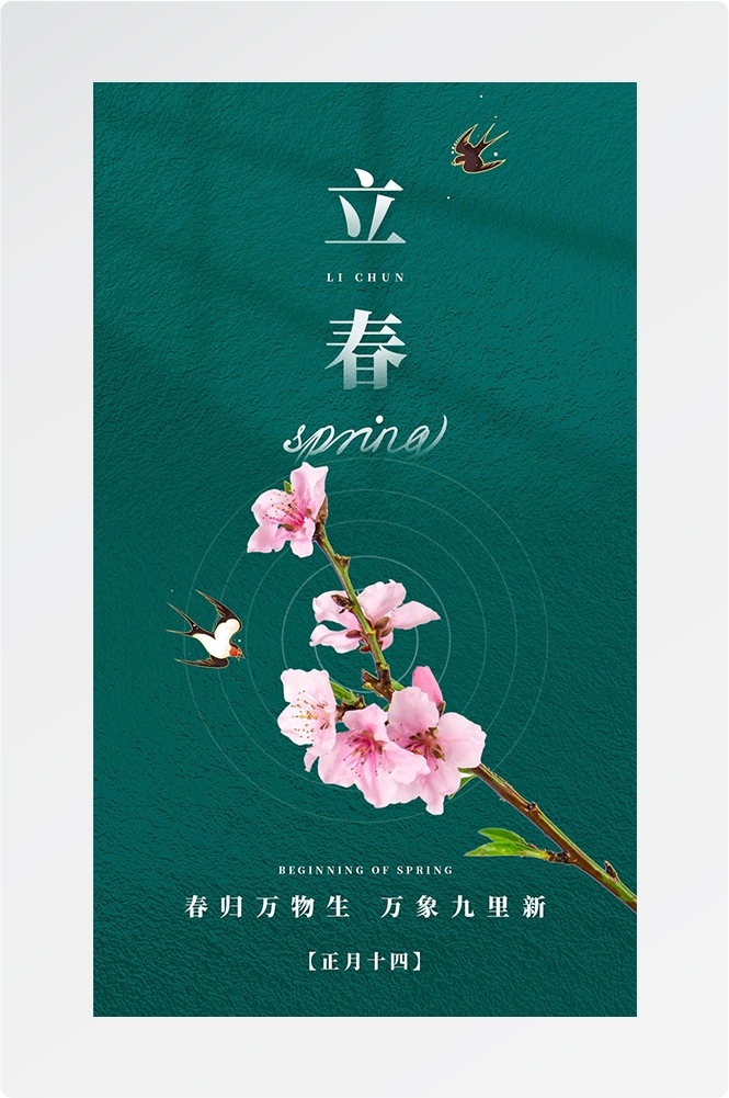 简约创意中国传统节日二十四节气立春海报设计素材49