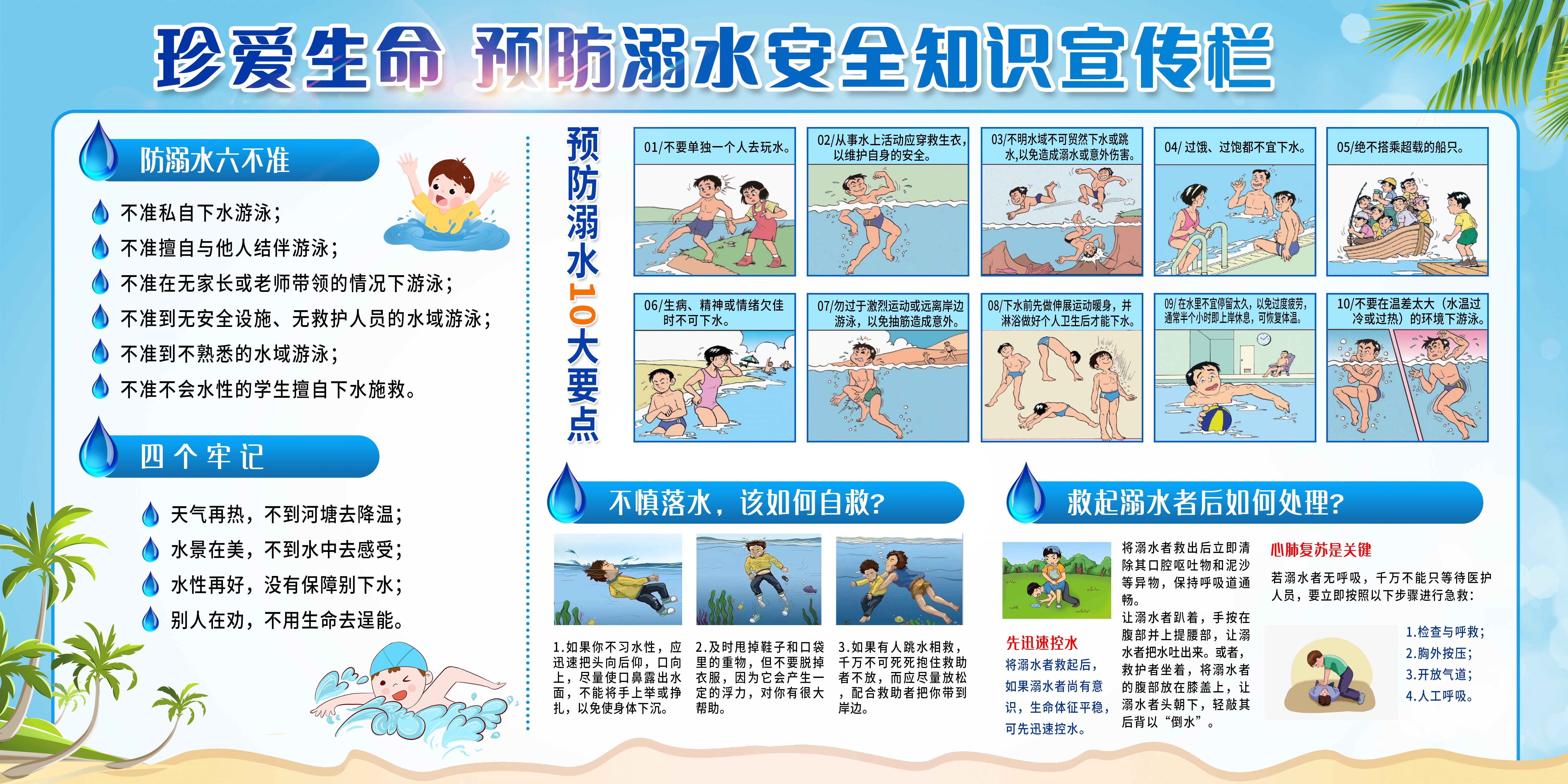 夏季预防溺水安全知识宣传展板珍爱生命预防溺水31