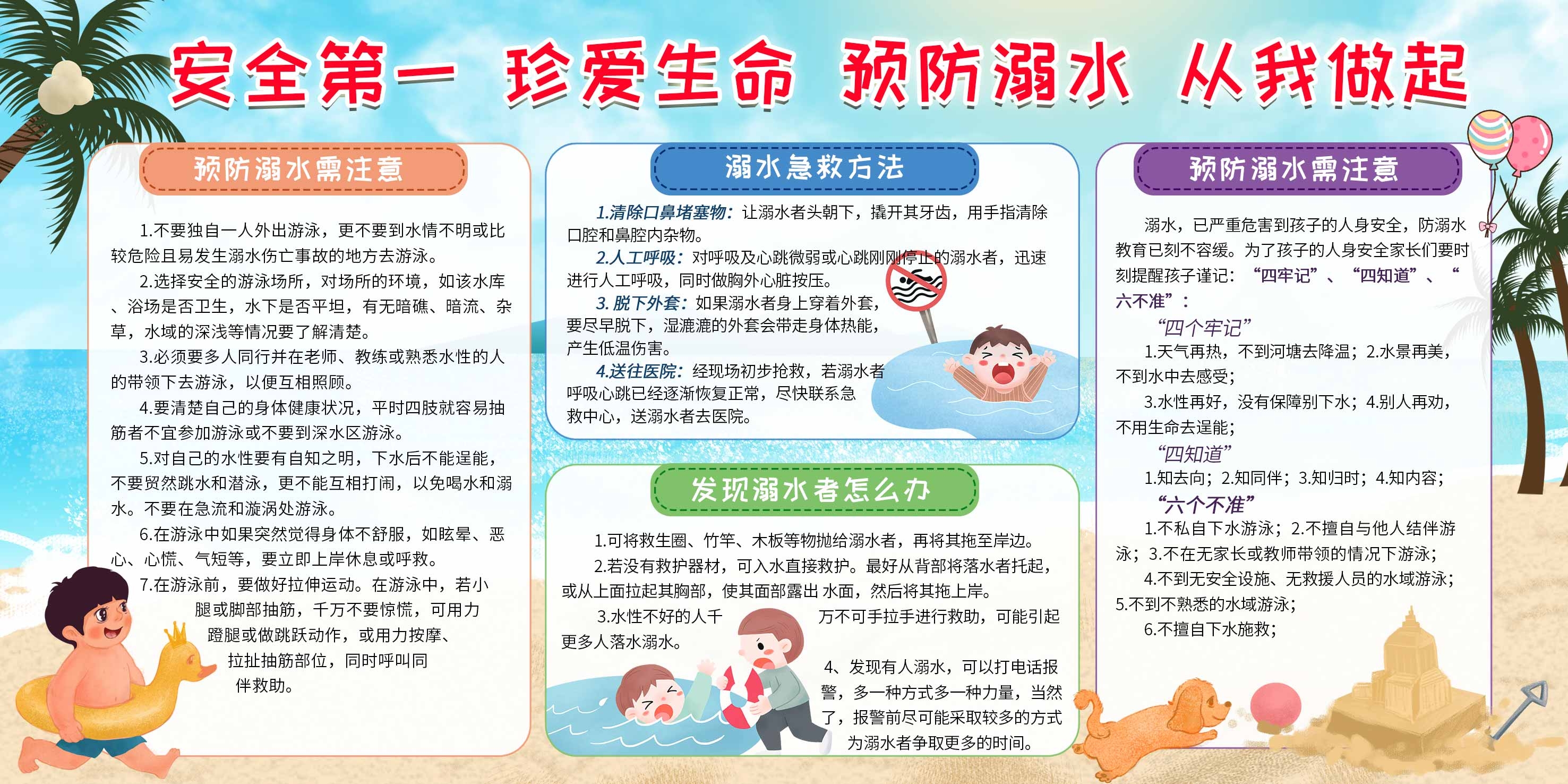 夏季预防溺水安全知识宣传展板珍爱生命预防溺水38