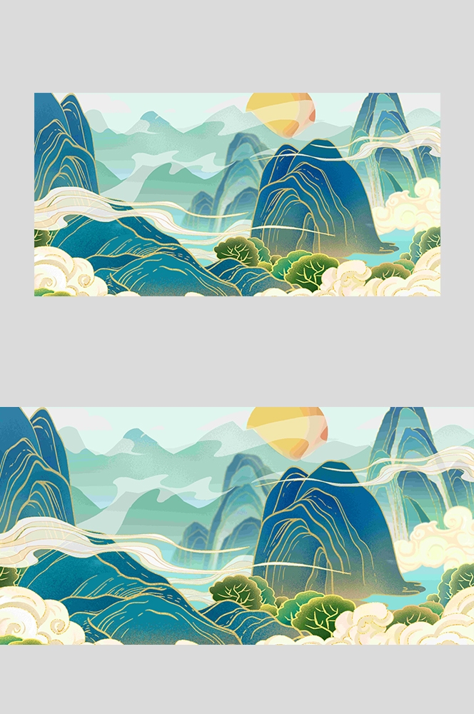 国潮风插画背景素材32