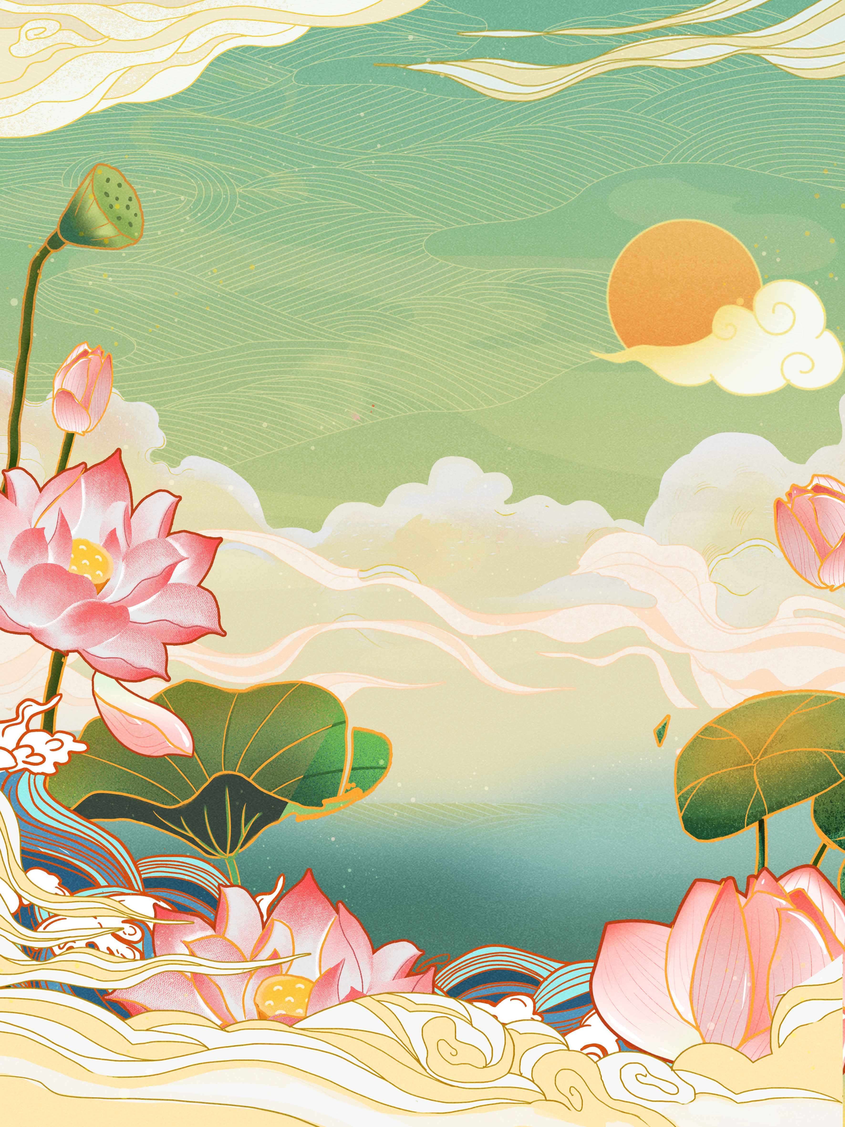 国潮风插画背景素材78