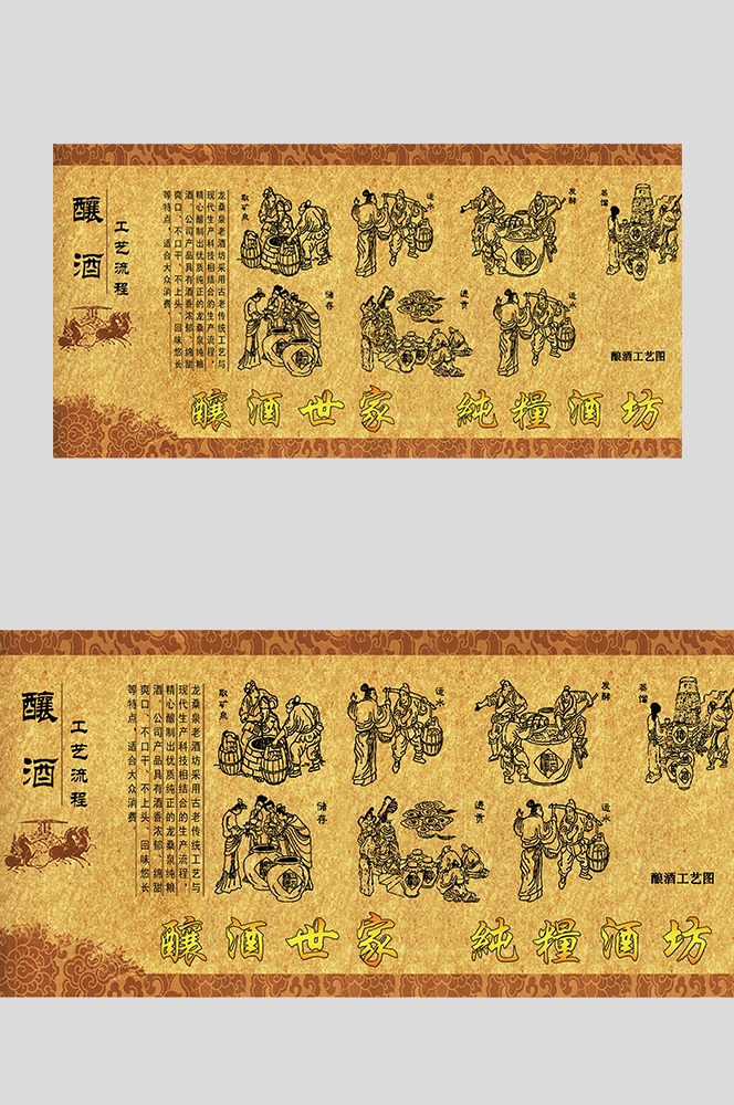 传统酒坊酿酒工艺制作过程流程图素材模板1