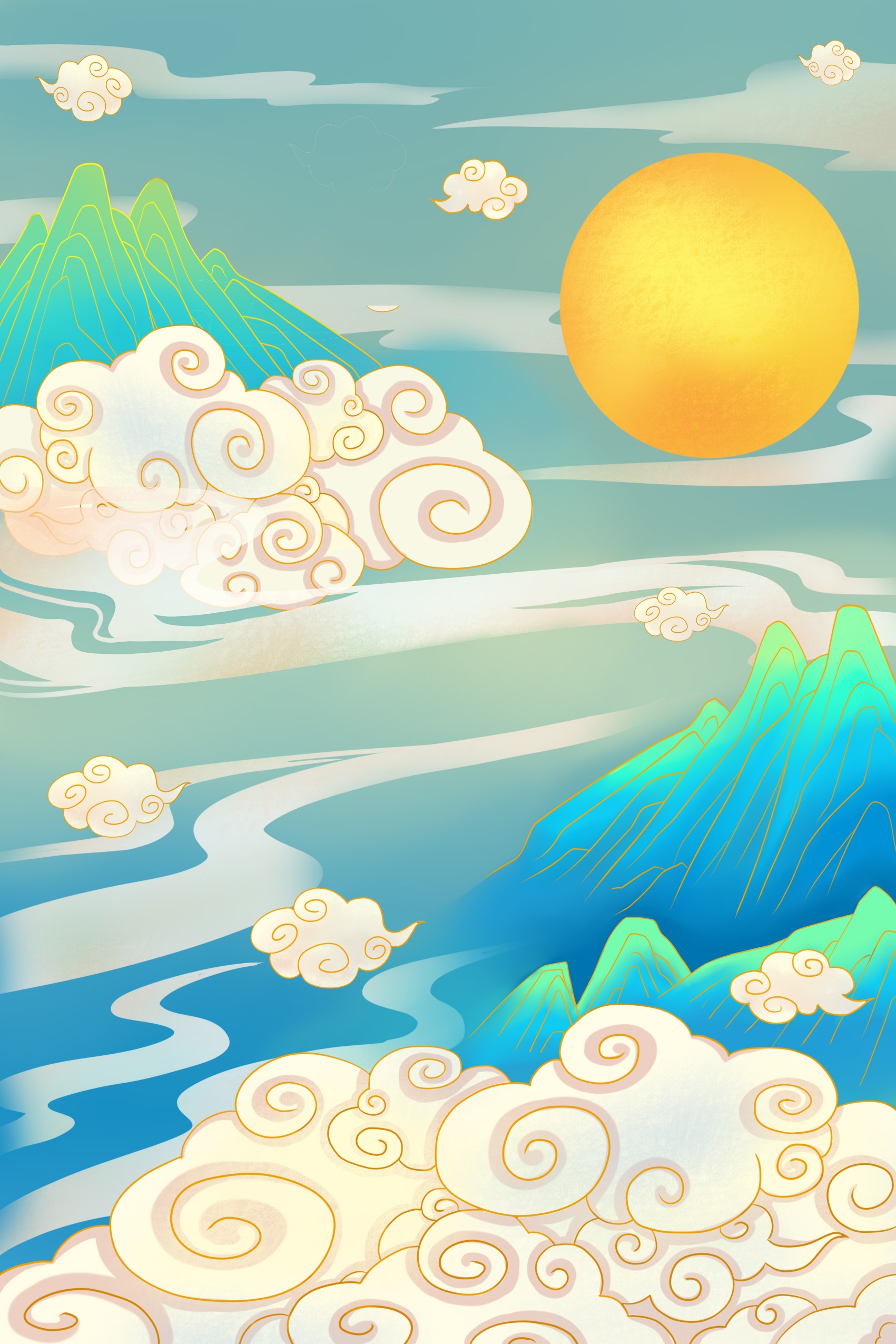 国潮风插画背景素材65