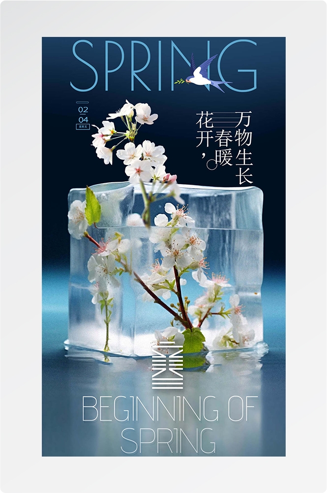 简约创意中国传统节日二十四节气立春海报设计素材77
