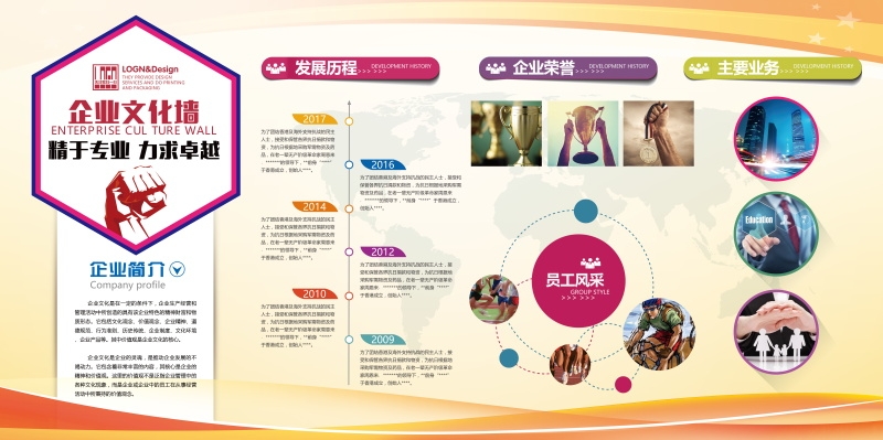 企业文化墙公司历程宣传栏展板设计素材120