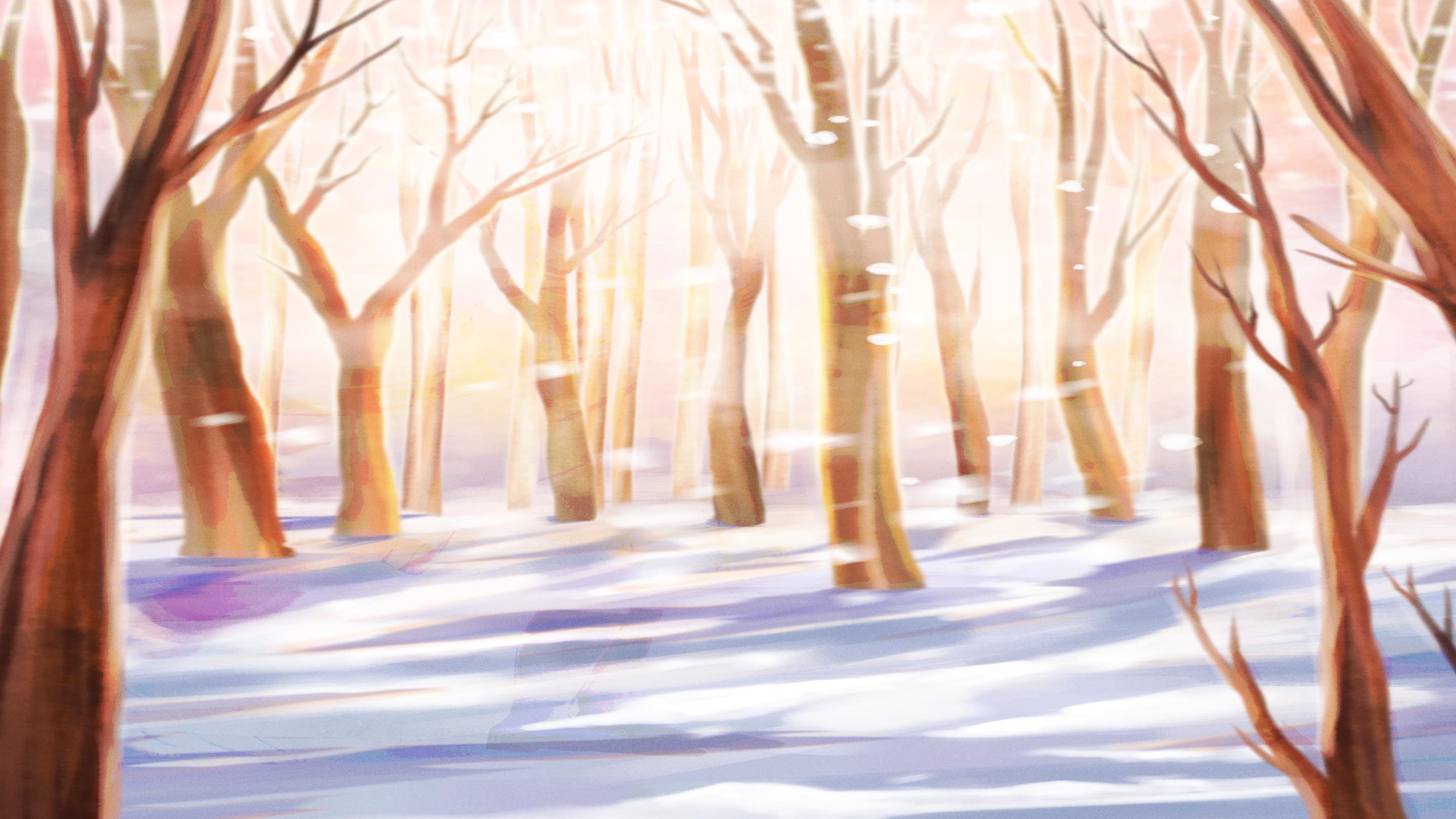 冬天雪景风景场景插画大雪小雪横版冬季素材5