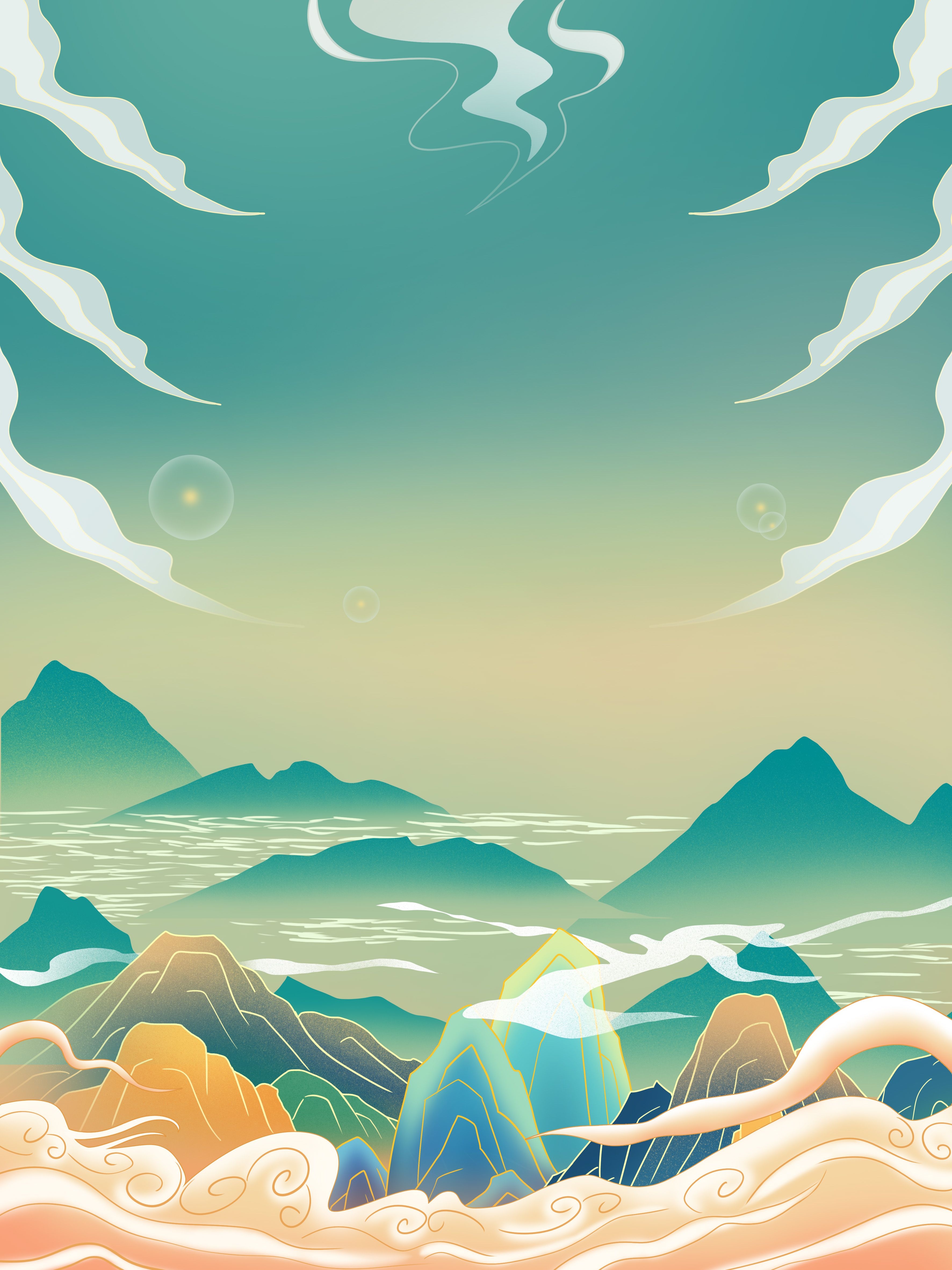 国潮风插画背景素材68