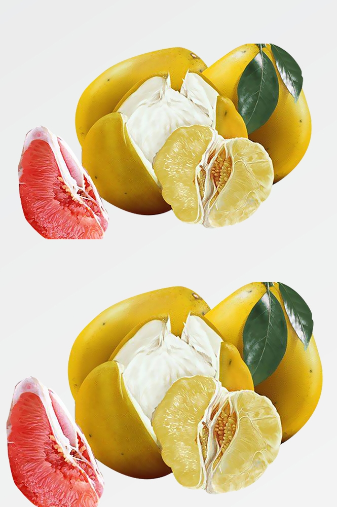 剥皮切开柚子免抠素材2