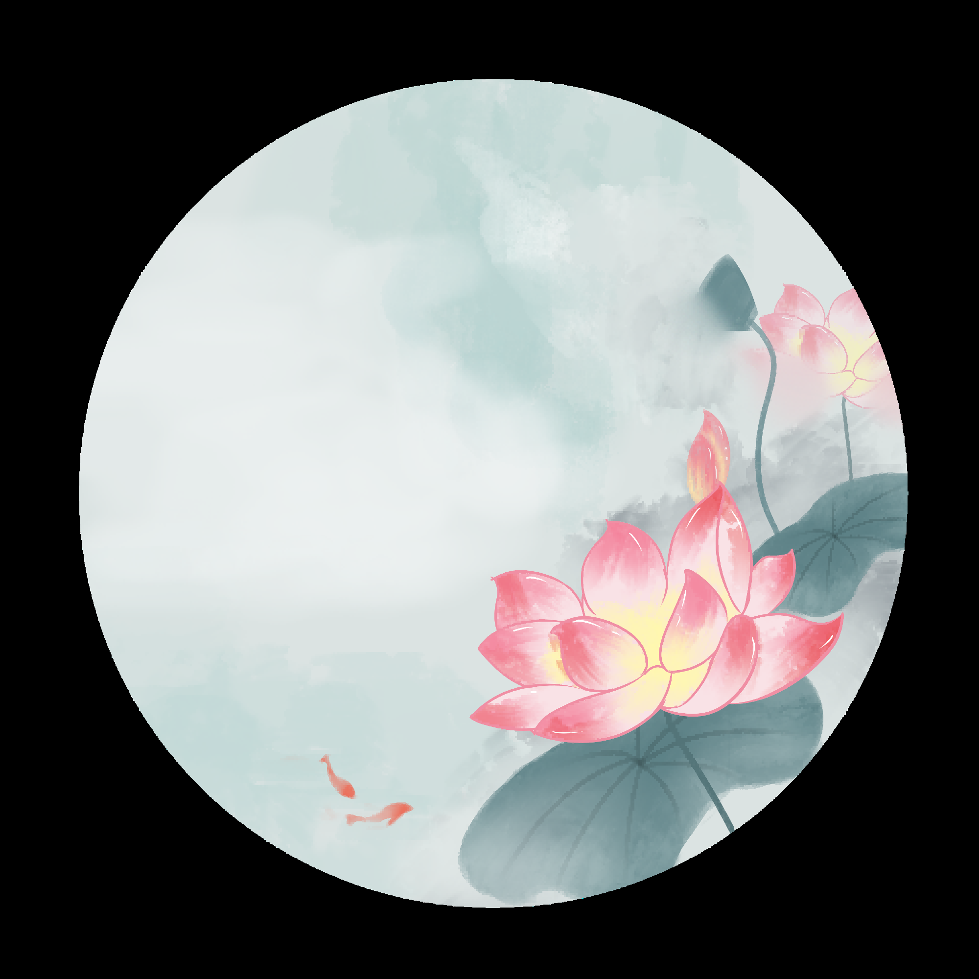 荷叶荷花素材插画装饰元素透明背景免抠素材35