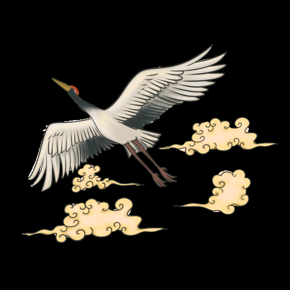 中国风国潮仙鹤海报插画装饰元素免抠素材26
