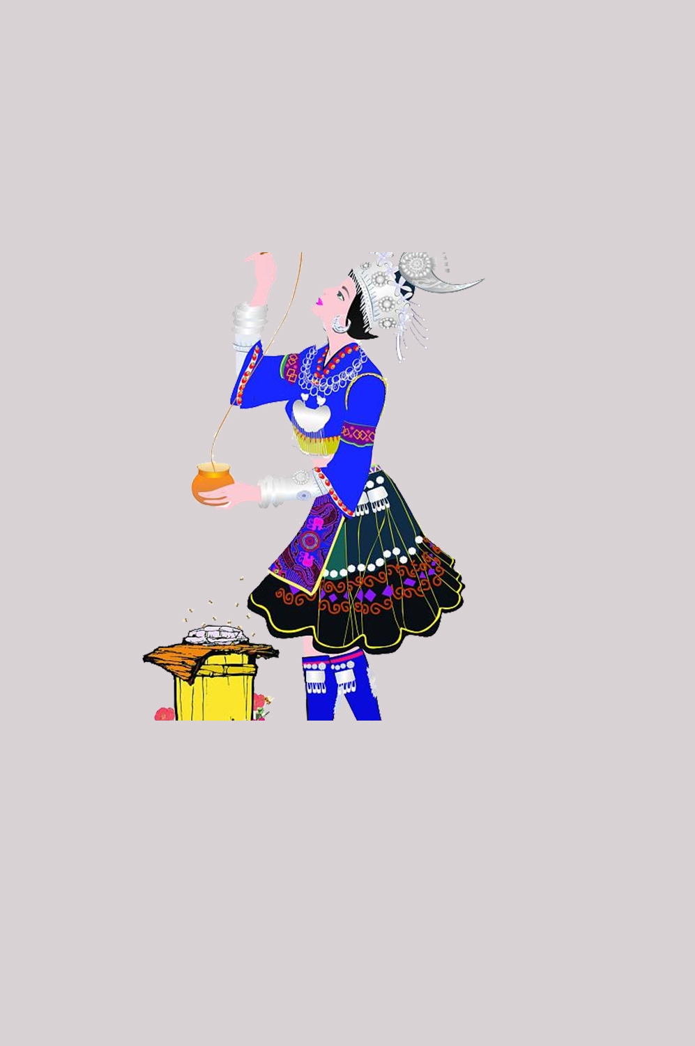 56个少数民族卡通人物服饰免抠元素插画60