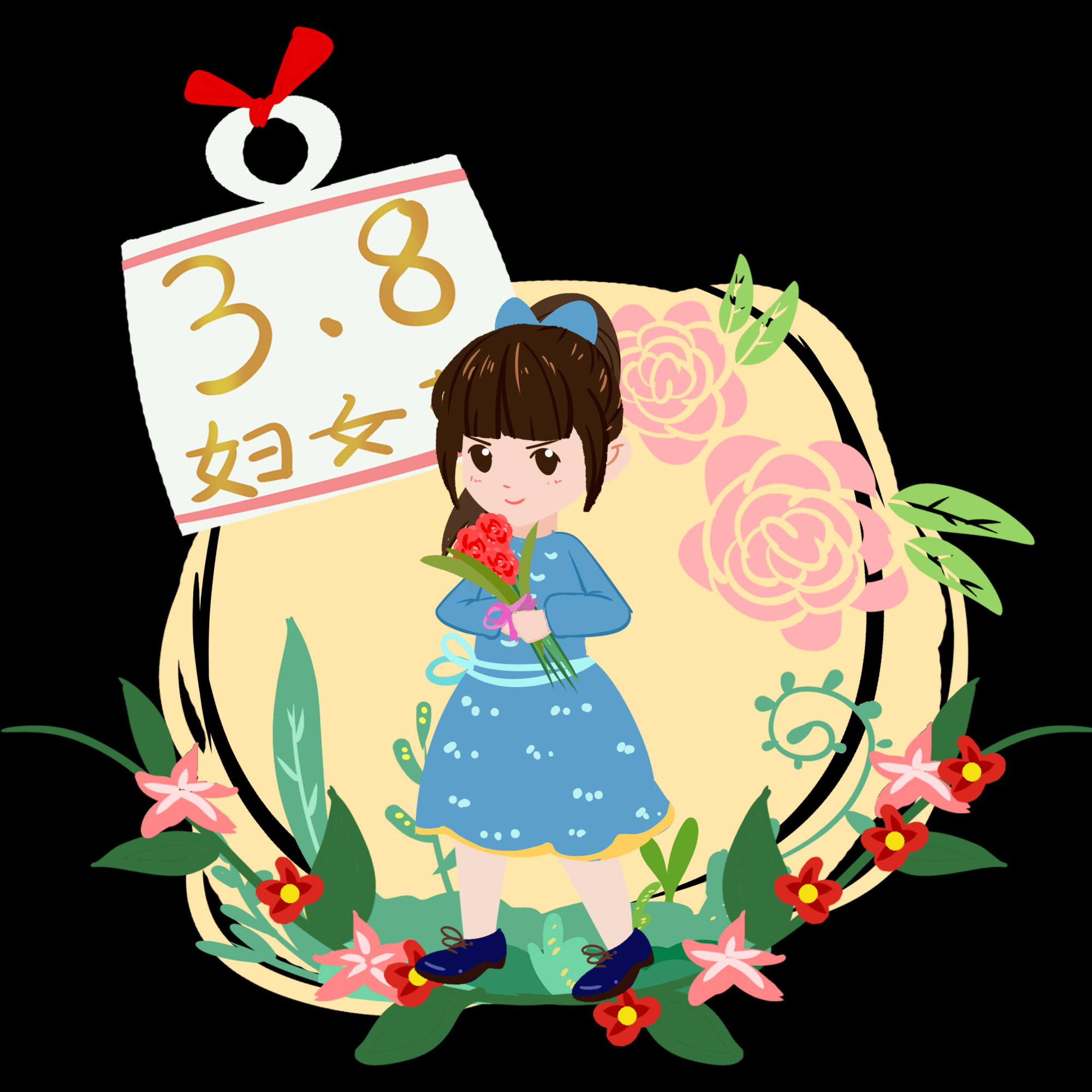 三八女王节女神节妇女节卡通人物主题插图透明背景免抠42