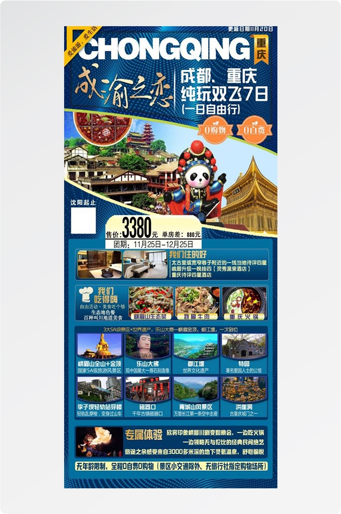 四川成都九寨沟武隆峨眉山都江堰三星堆大熊猫旅游海报13