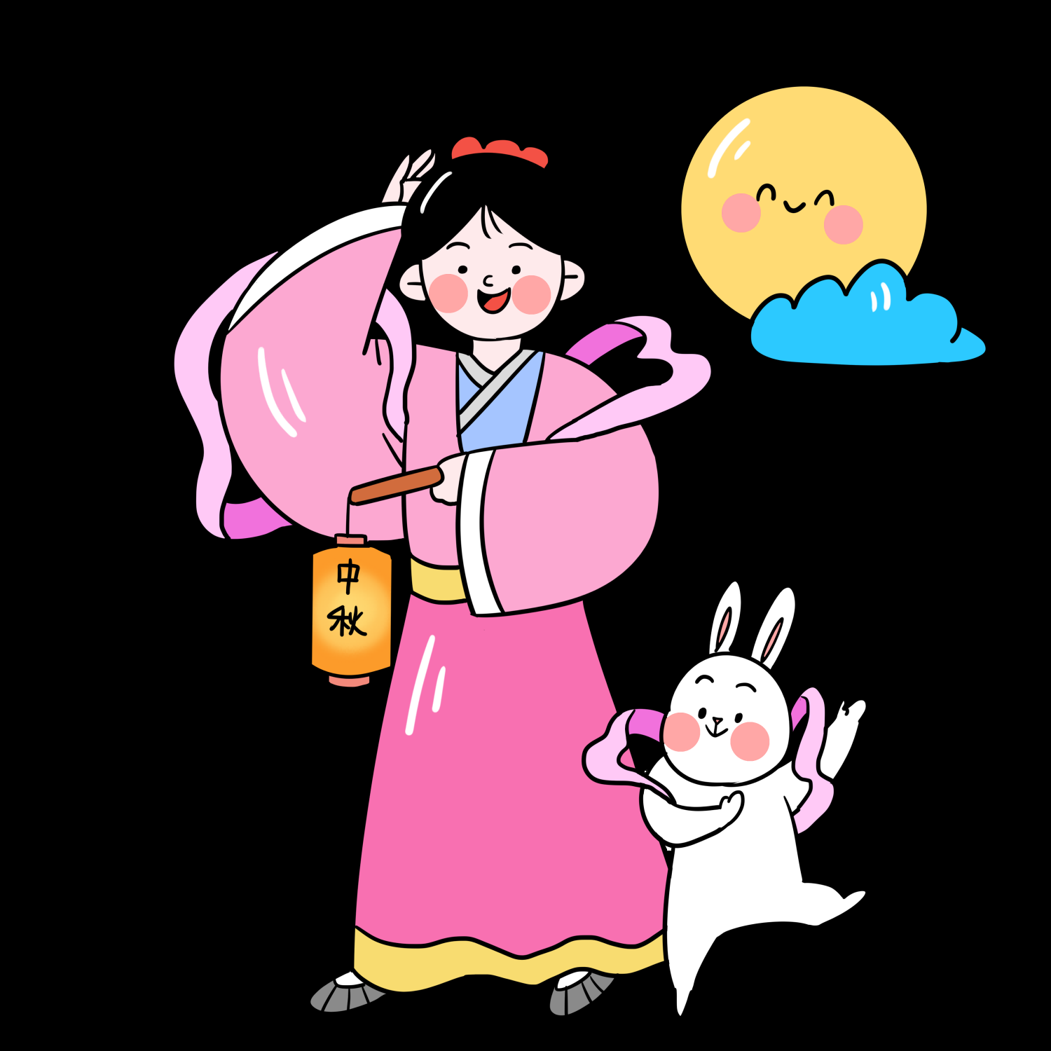 卡通嫦娥仙女中秋节免抠素材装饰元素125