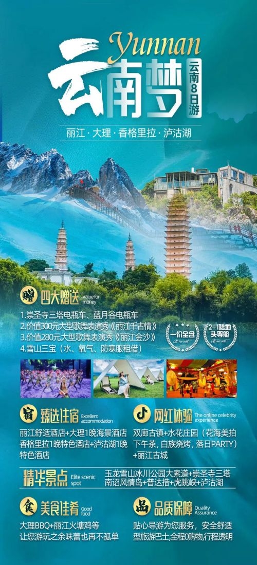 云南昆明大理洱海丽江西双版纳滇西腾冲泸沽湖旅游海报22