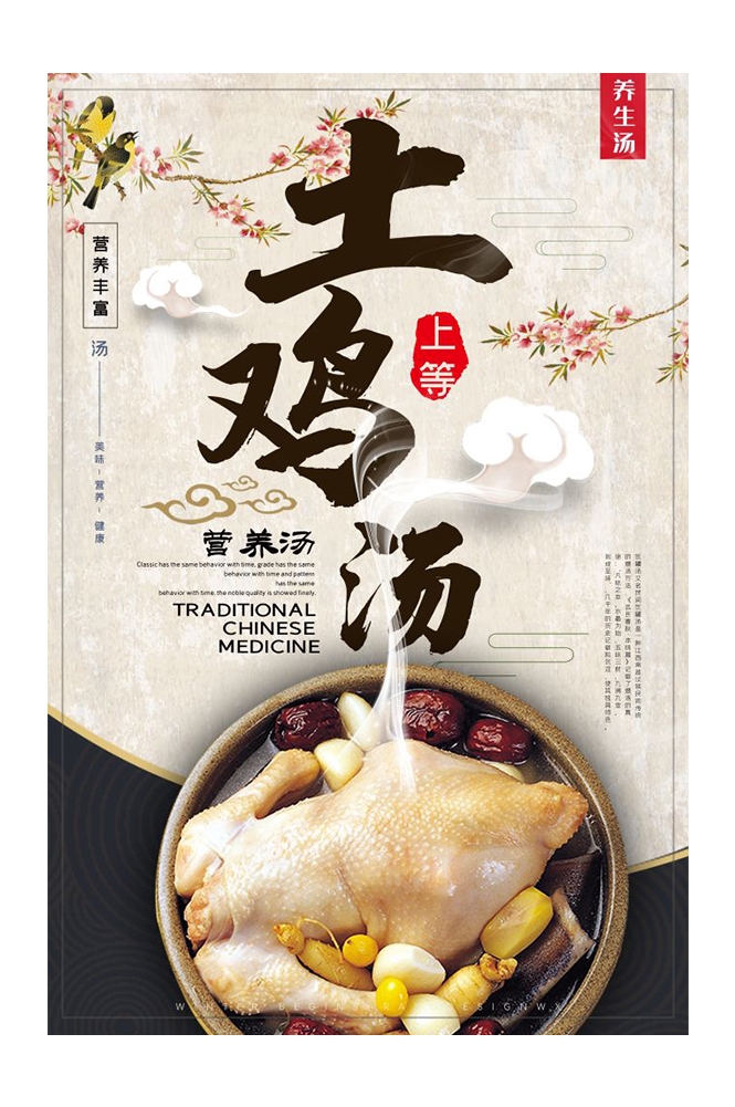 餐饮美食PSD海报背景模板乌鸡汤炖鸡汤促销宣传单 (9)