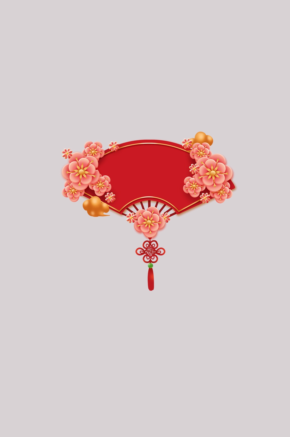 扇形边框中国风扇子装饰元素免抠素材4