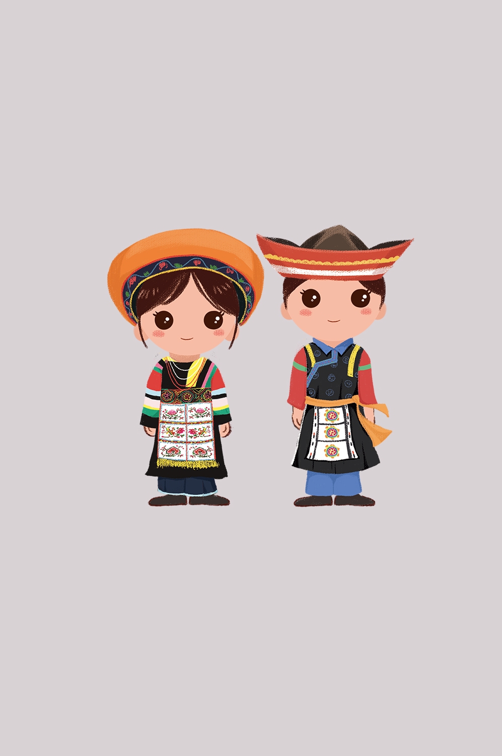56个少数民族卡通人物服饰免抠元素插画103