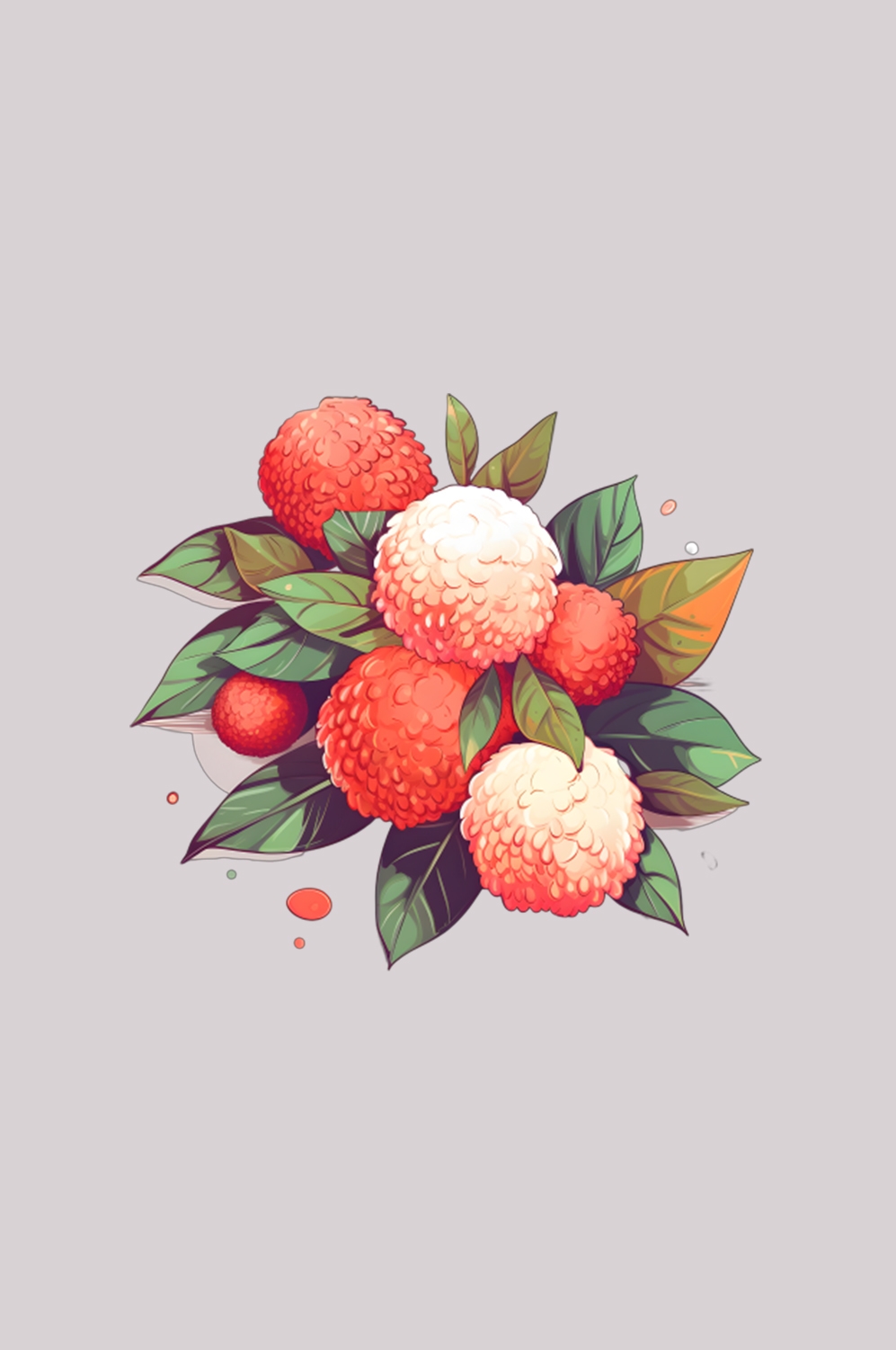 手绘荔枝图片素材装饰元素插画 png透明背景 (7)