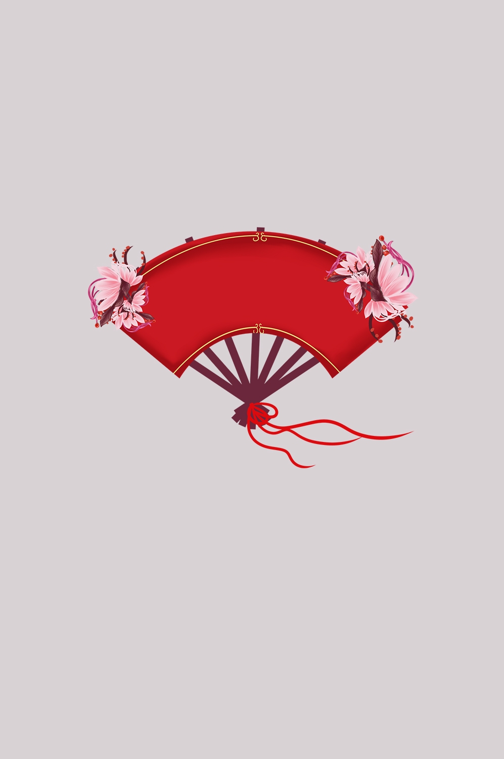 扇形边框中国风扇子装饰元素免抠素材32