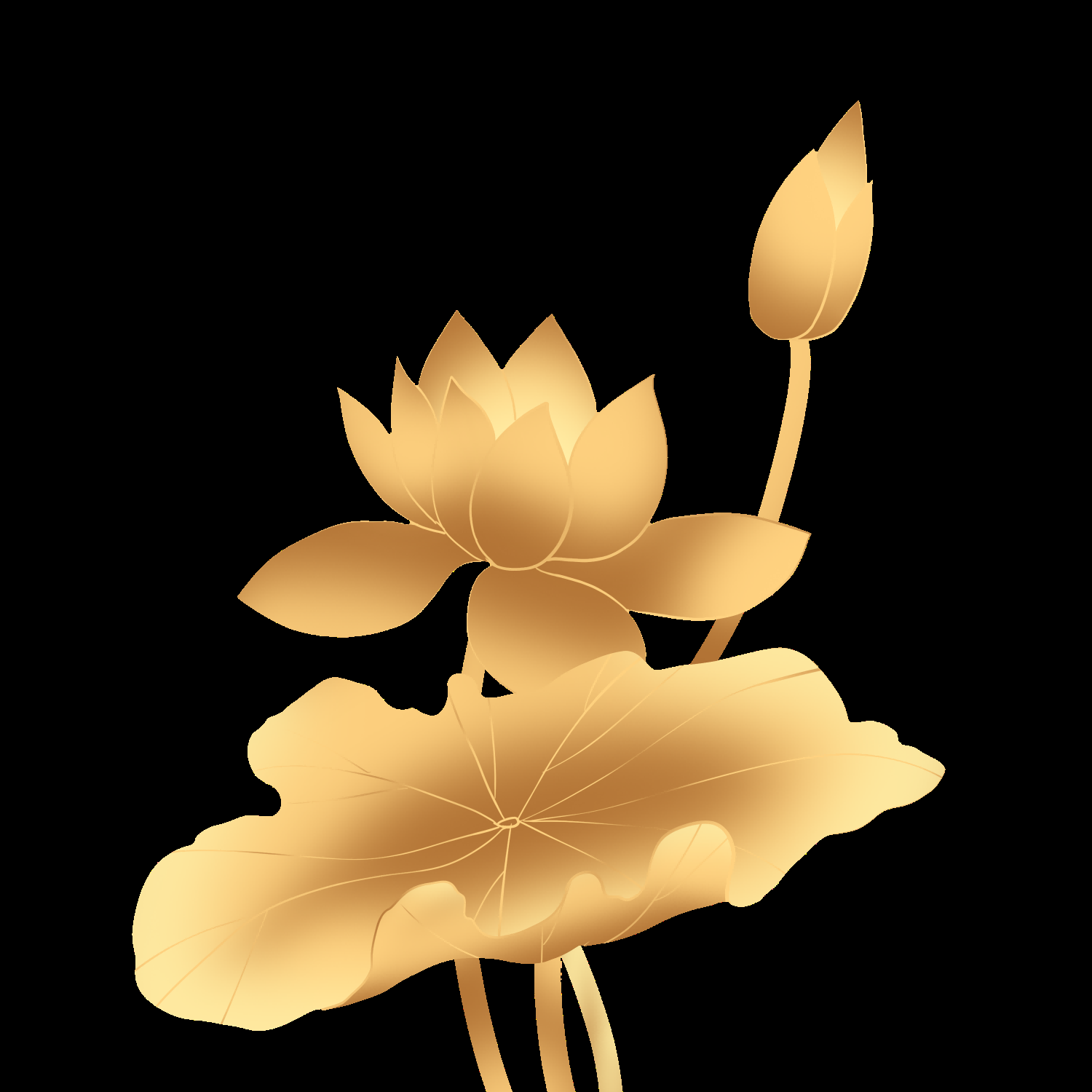 金色莲花装饰元素免抠素材28