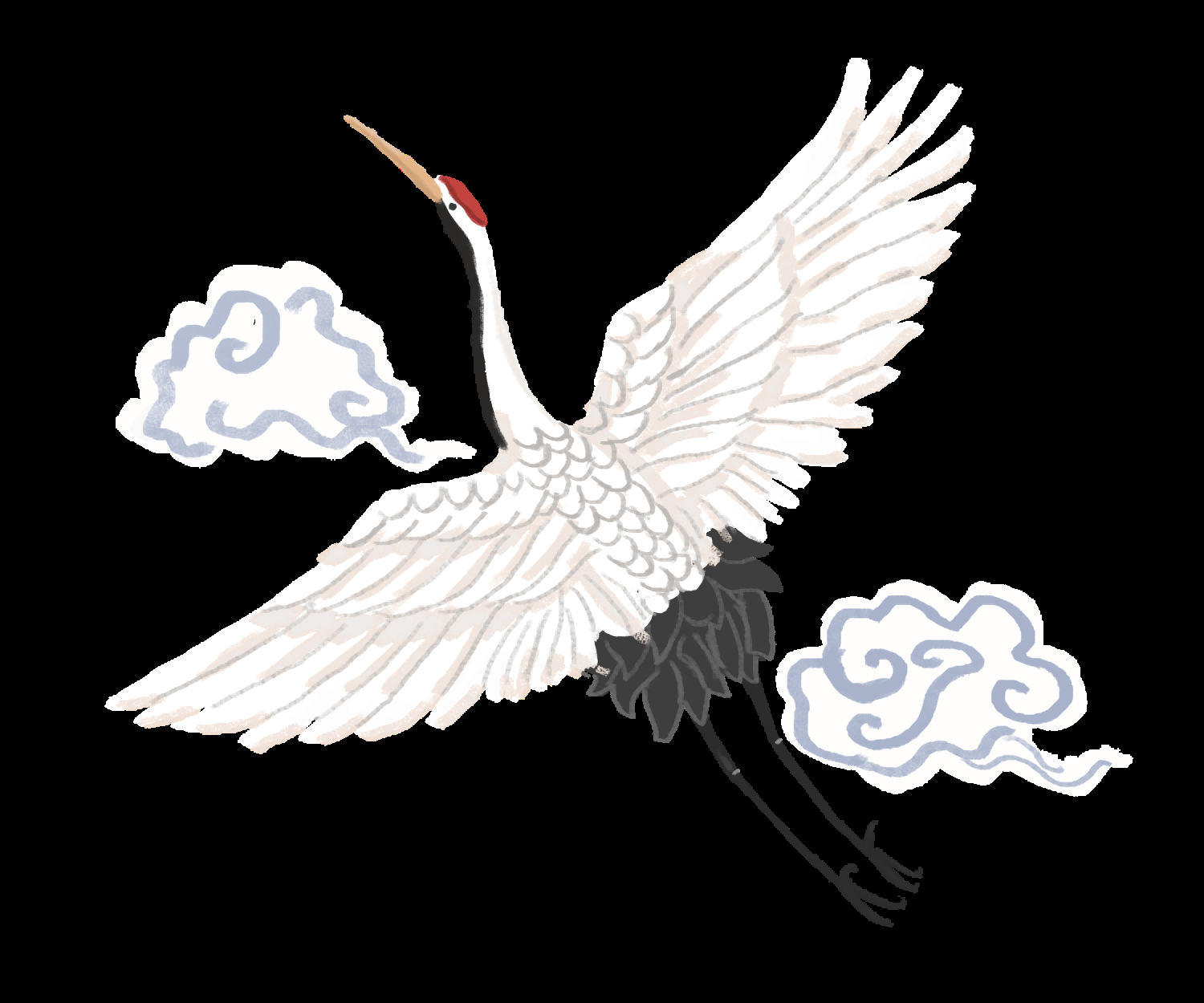 中国风国潮仙鹤海报插画装饰元素免抠素材38
