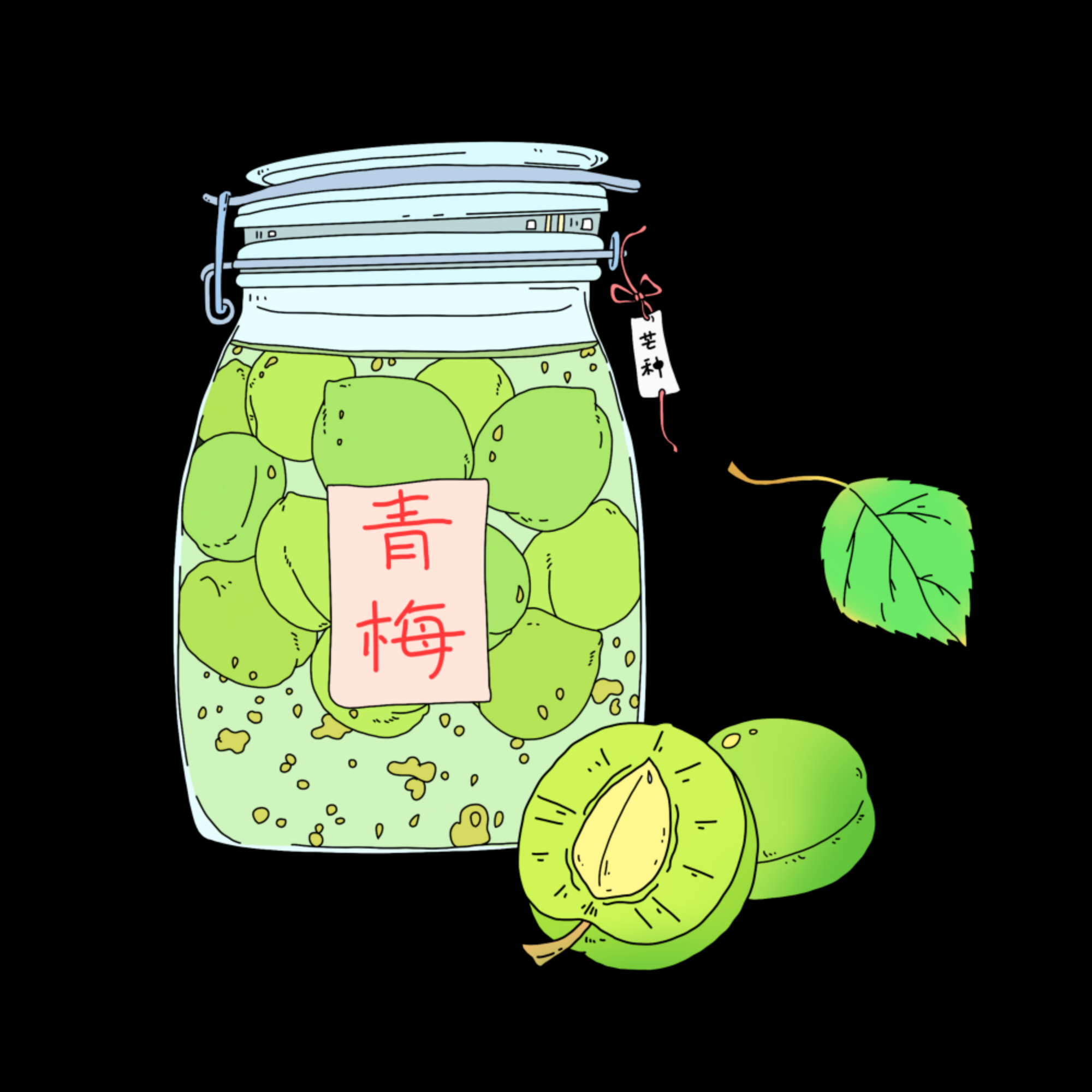 卡通手绘水果青梅图案素材图片装饰插画免抠11