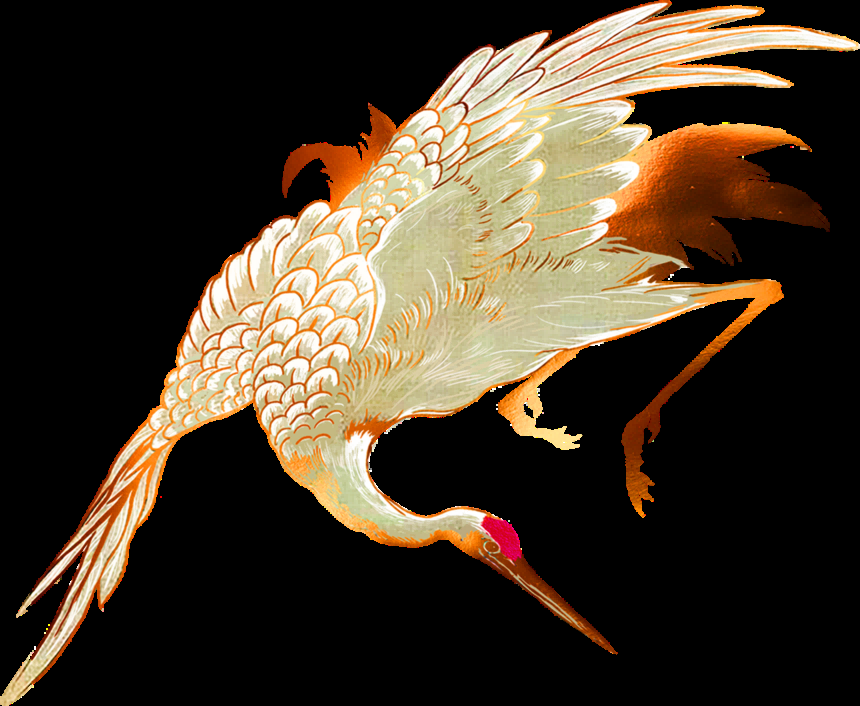 中国风国潮仙鹤海报插画装饰元素免抠素材31