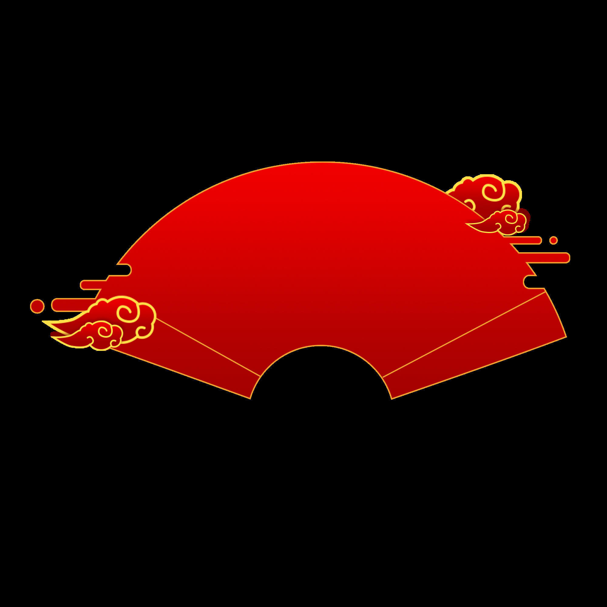 扇形边框中国风扇子装饰元素免抠素材10