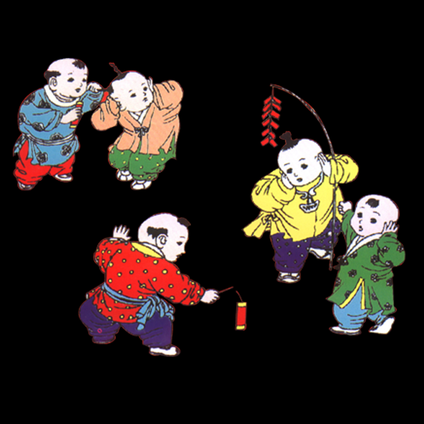 喜庆过年春节燃放爆竹的孩子素材免抠15