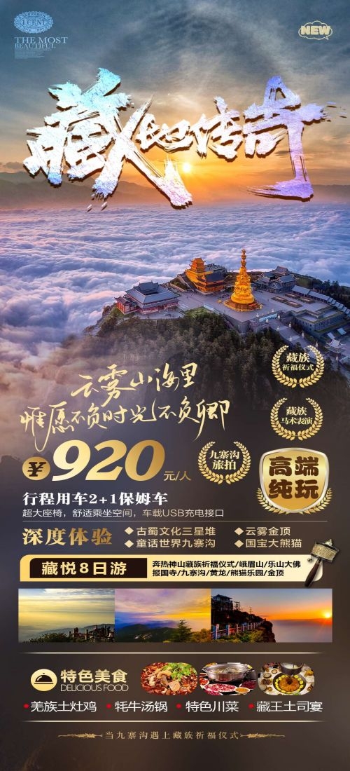 四川成都九寨沟武隆峨眉山都江堰三星堆大熊猫旅游海报57