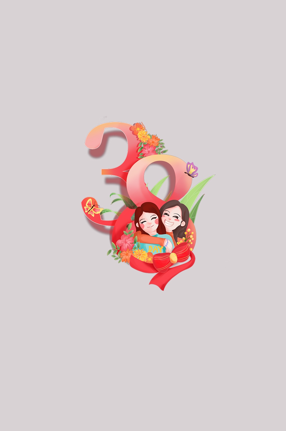 三八女王节女神节妇女节卡通人物主题插图透明背景免抠46