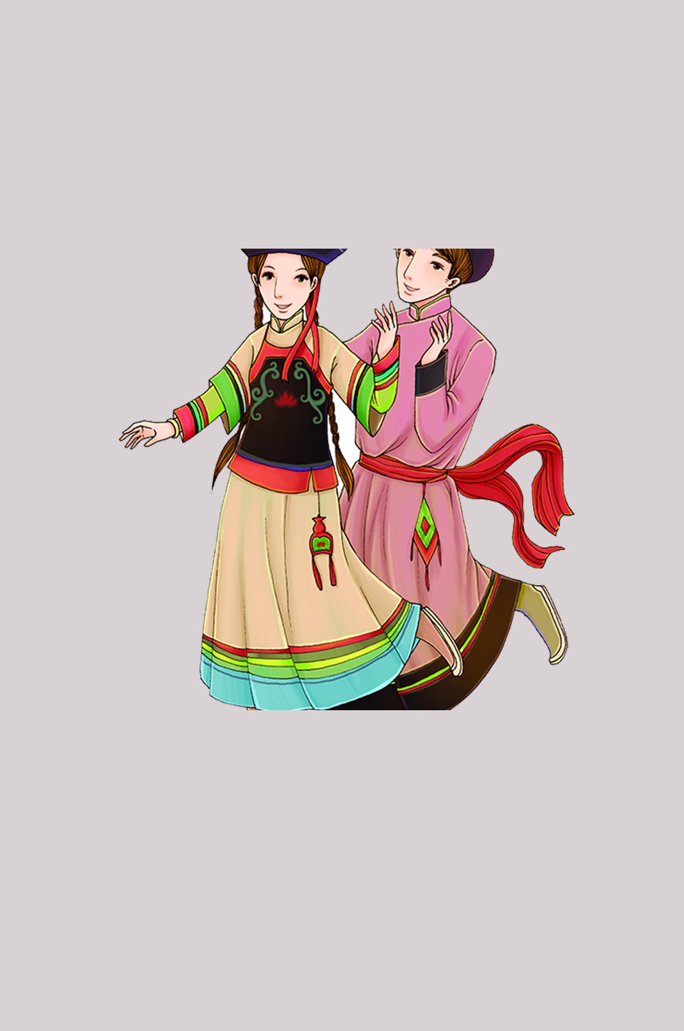 56个少数民族卡通人物服饰免抠元素插画56