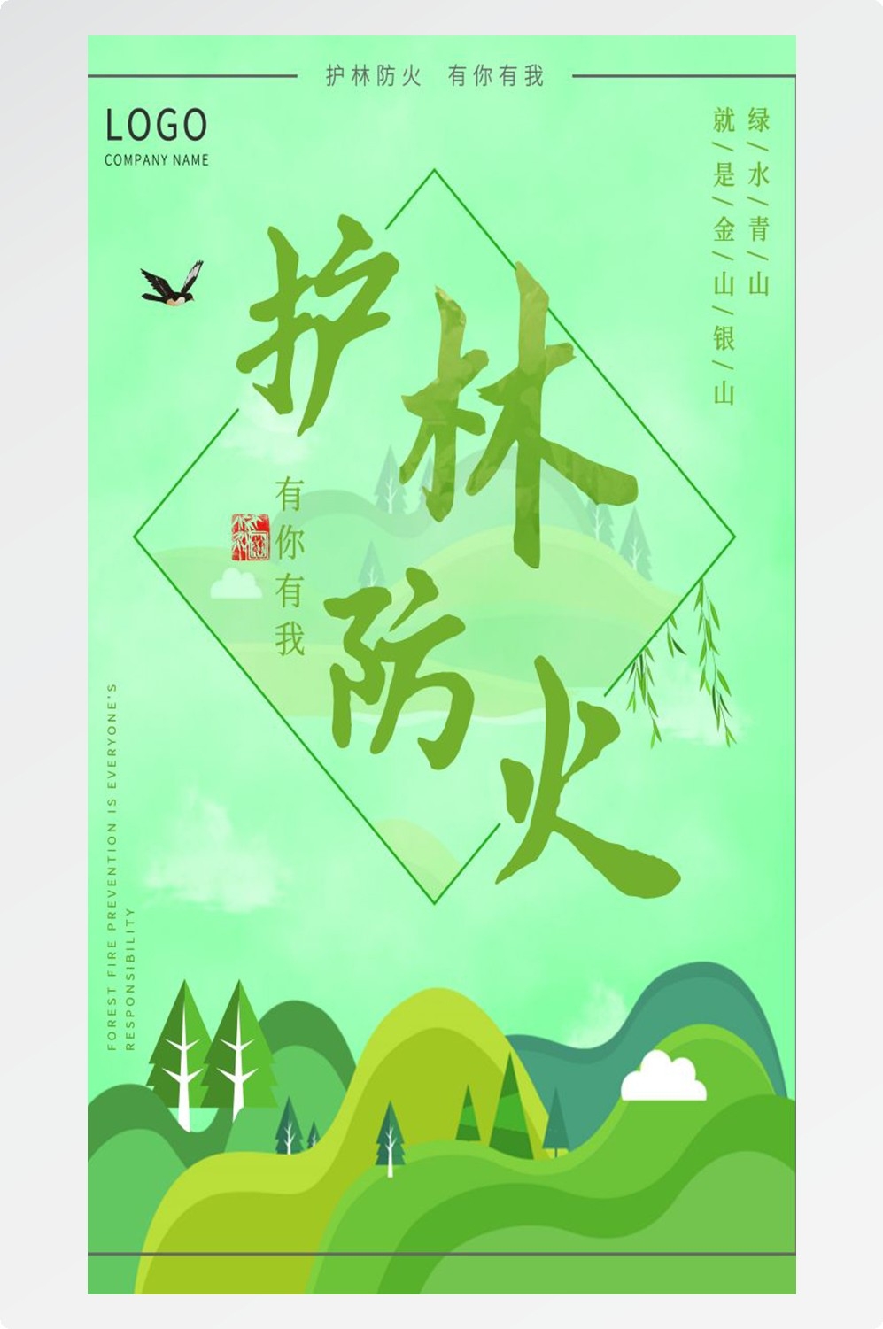 森林防火竖版预防森林火灾消防安全海报素材41