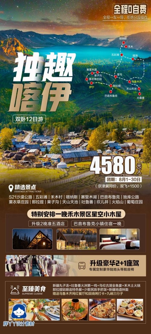 新疆乌鲁木齐独库塔克拉玛干沙漠伊犁胡杨林旅游海报16